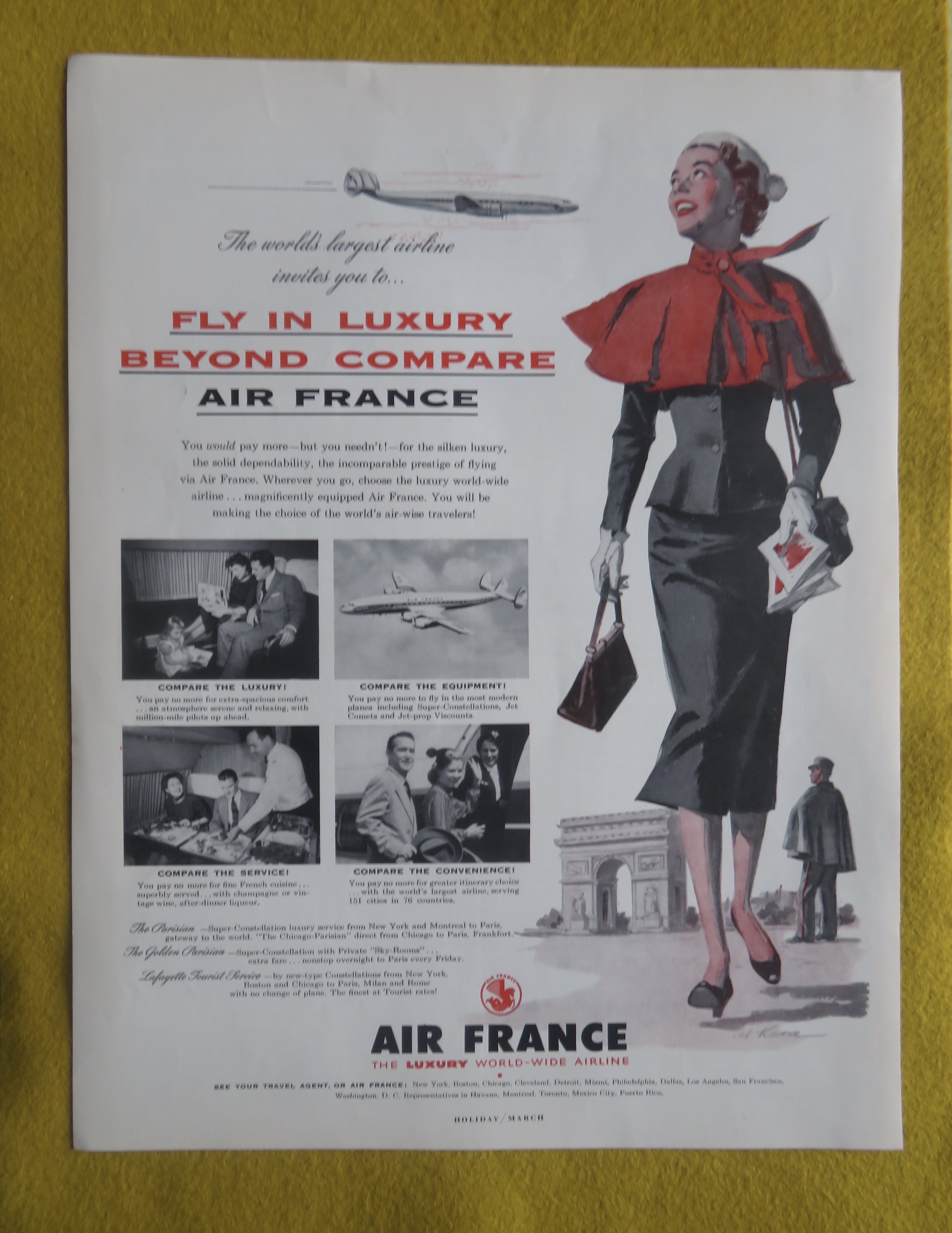 1954 Air France Airline with Woman Walking