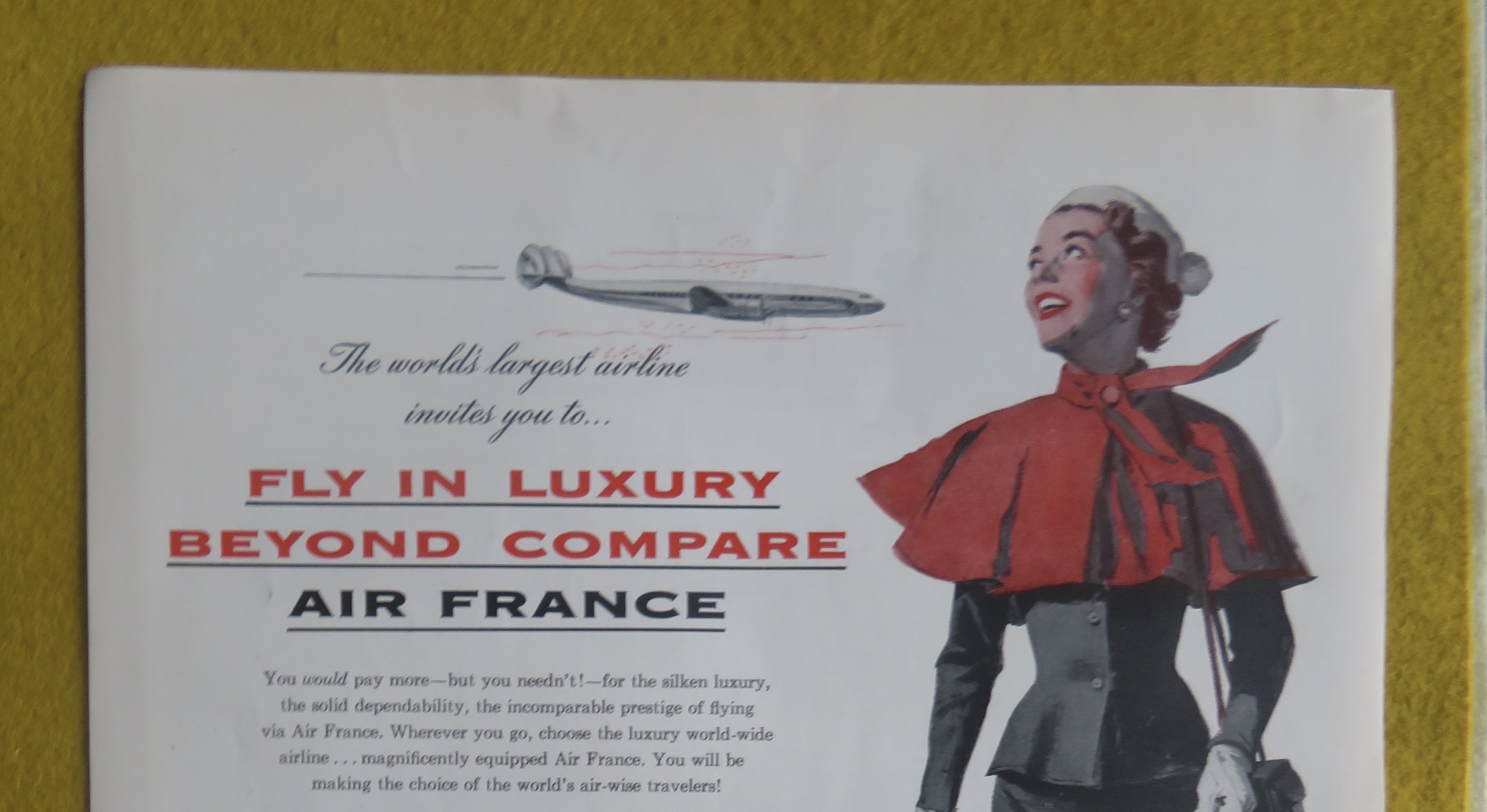 1954 Air France Airline with Woman Walking