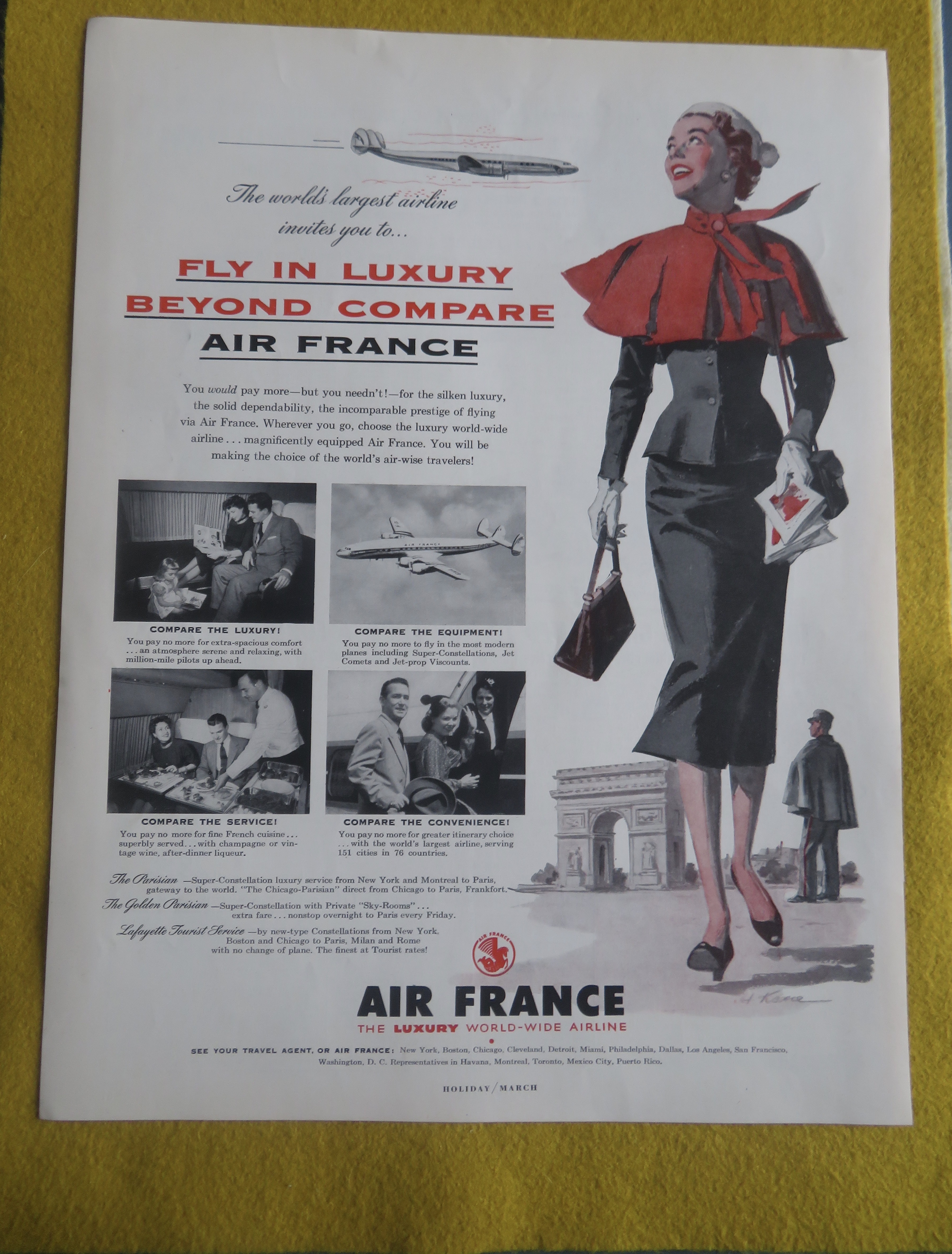 1954 Air France Airline with Woman Walking