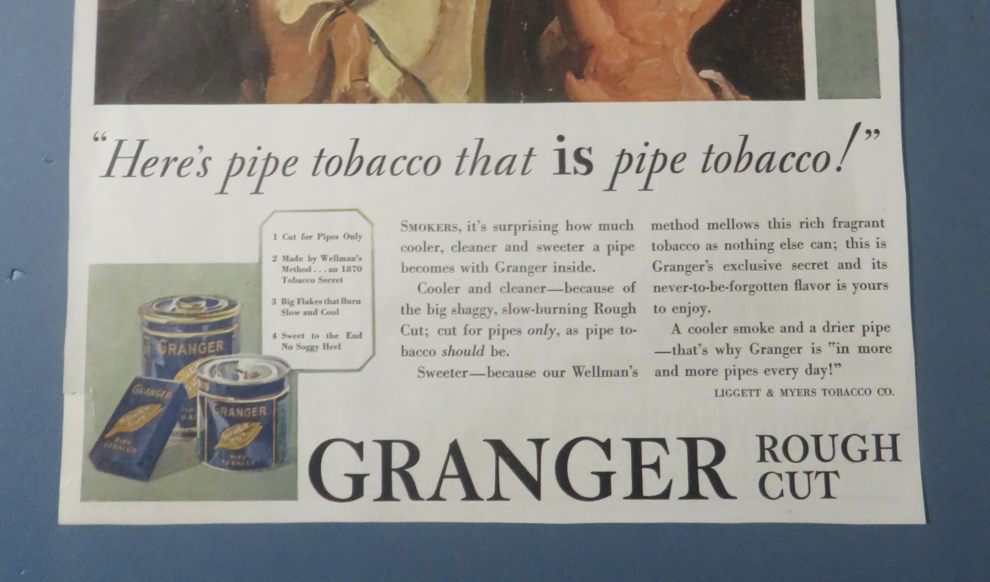 1931 Granger Rough Cut Tobacco with Man Smoking Pipe