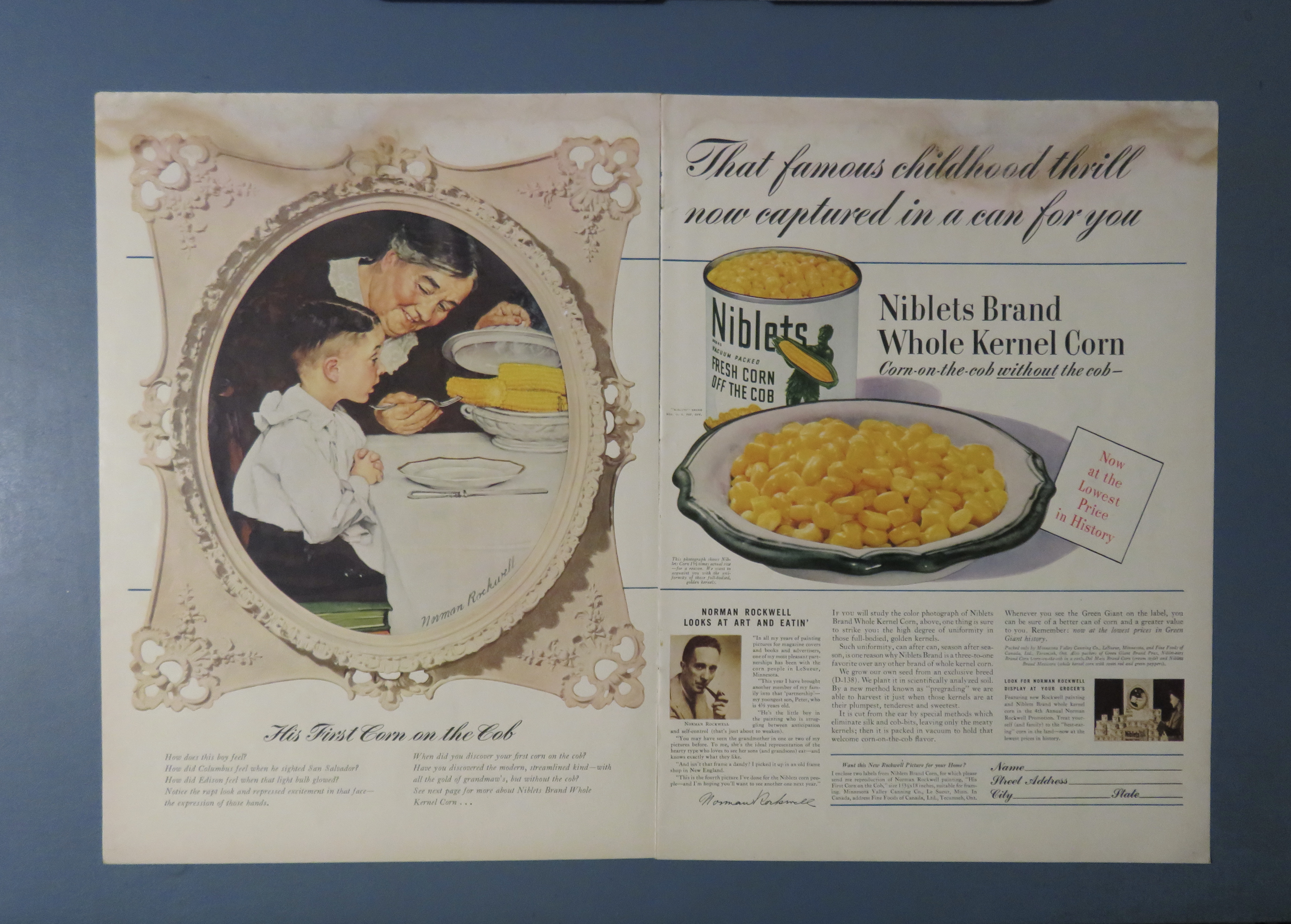 1941 Green Giant Corn By Norman Rockwell