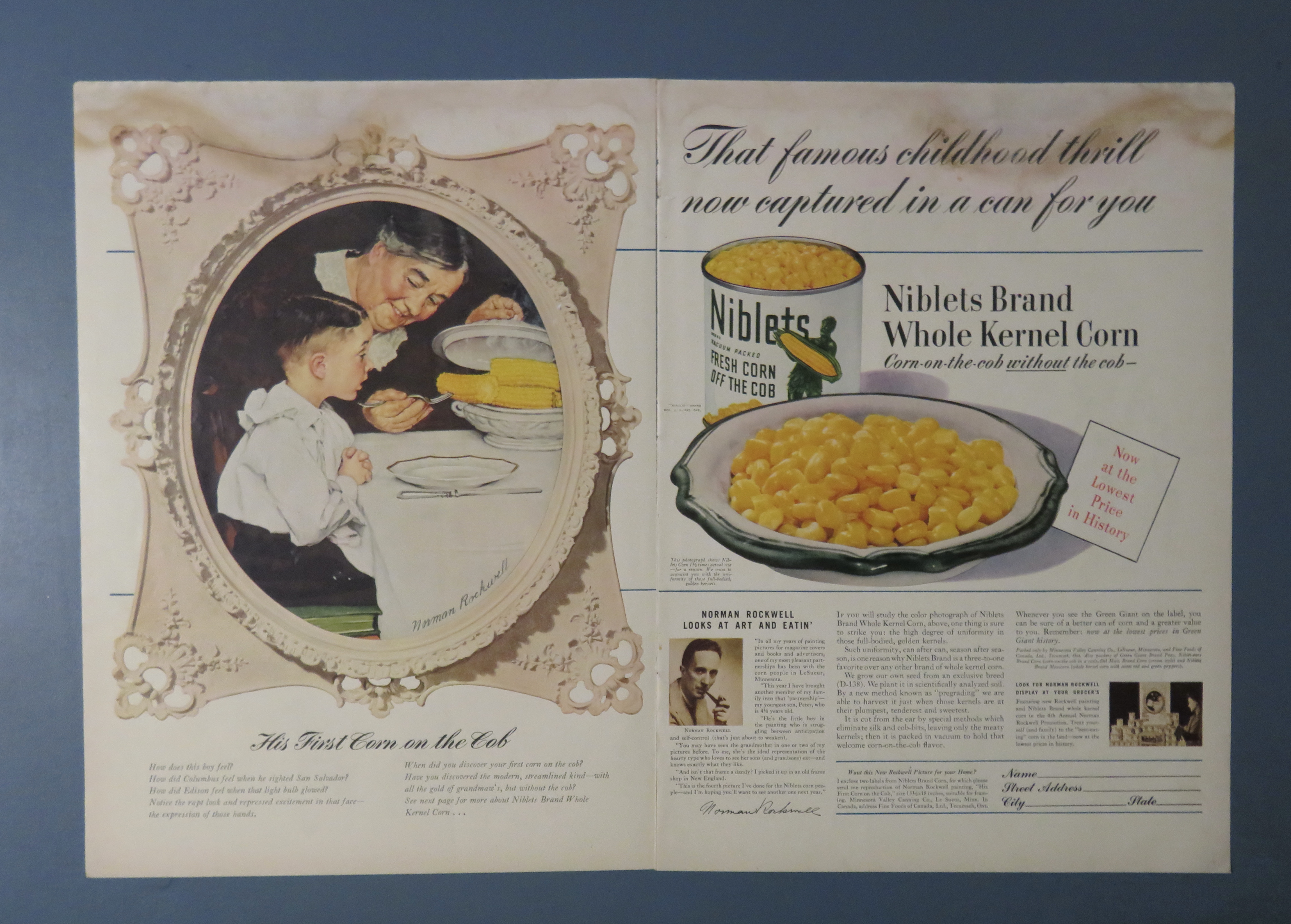 1941 Green Giant Corn By Norman Rockwell