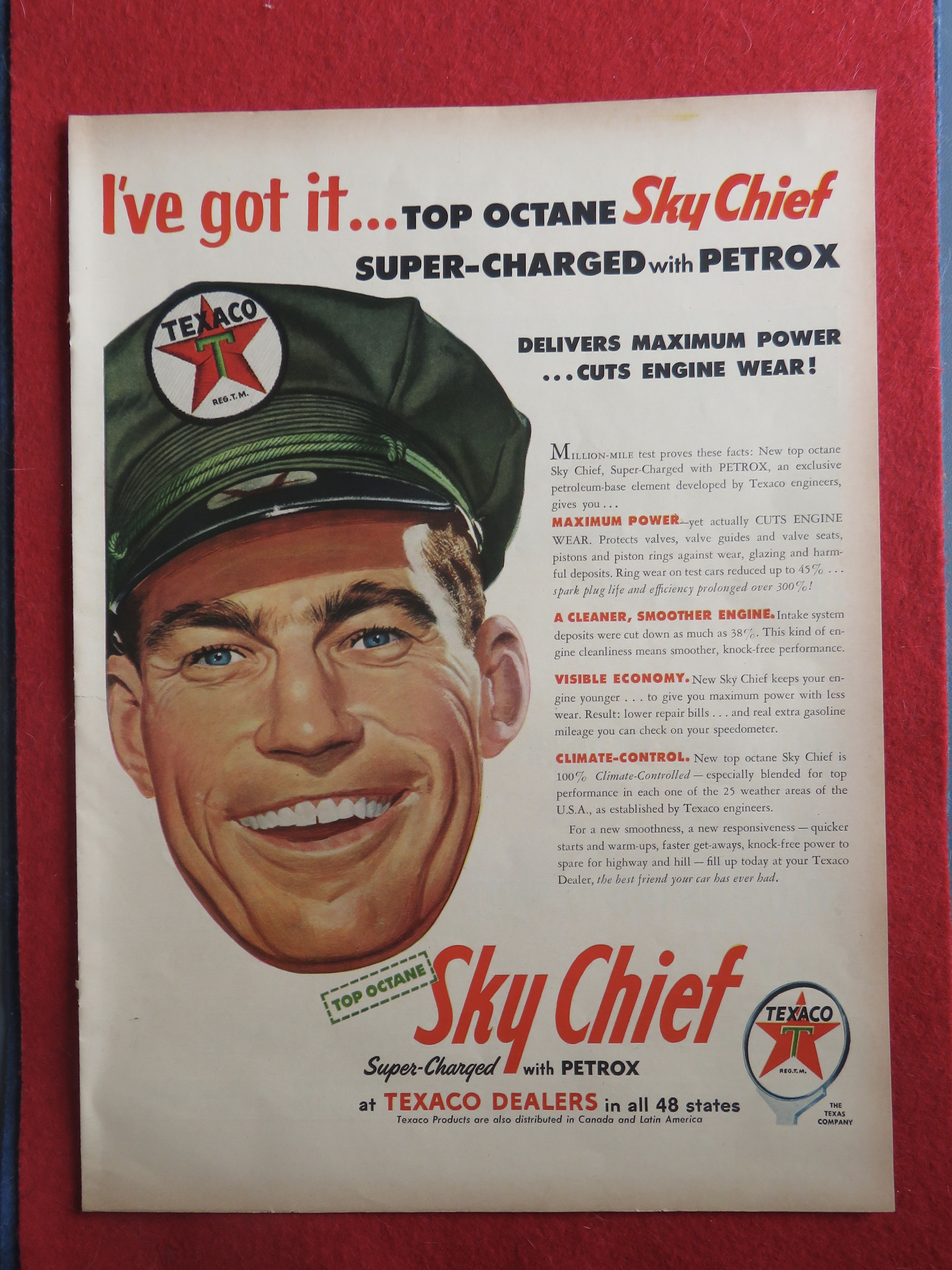 1954 Texaco Sky Chief Gasoline with Texaco Service Man
