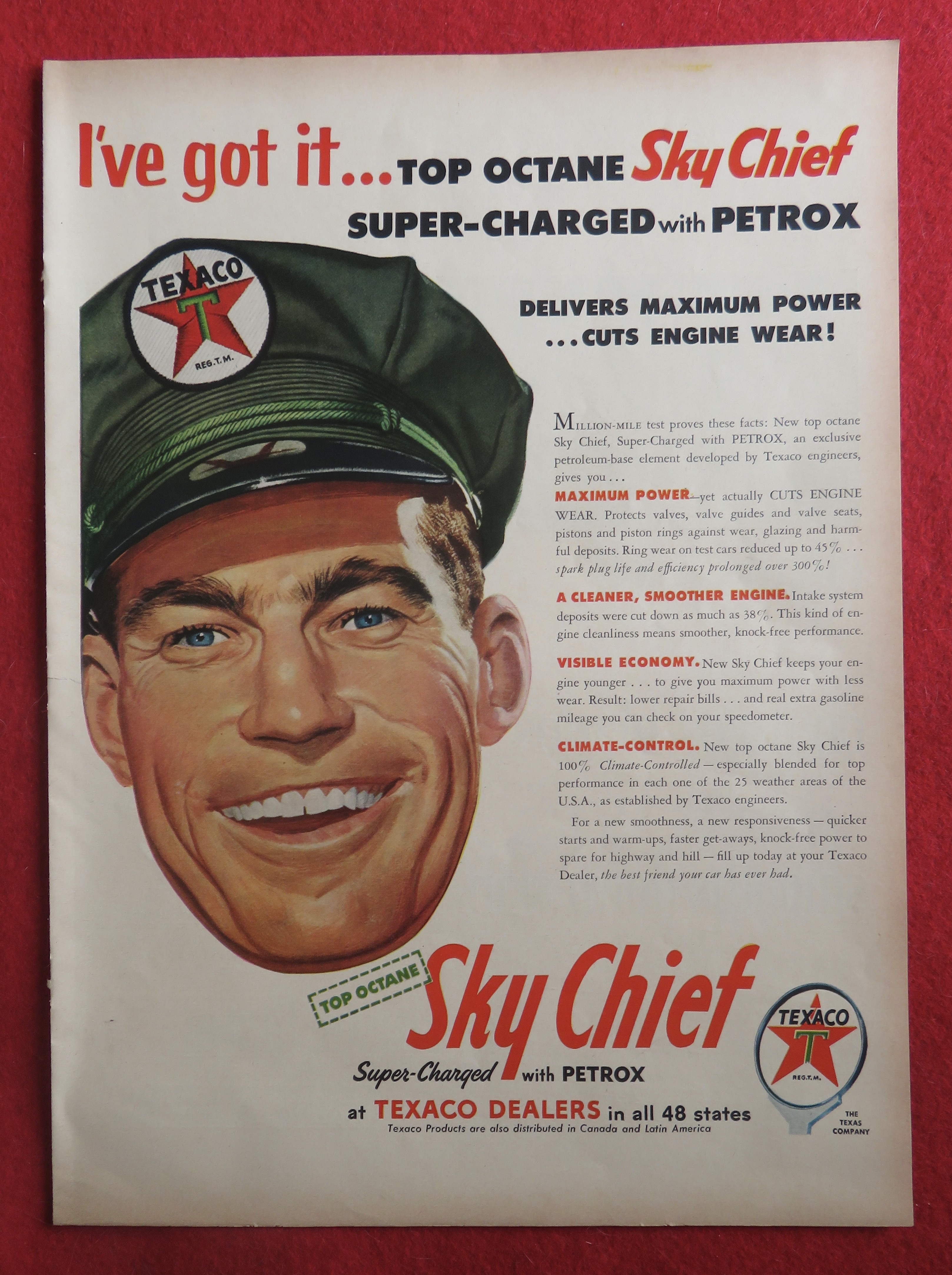 1954 Texaco Sky Chief Gasoline with Texaco Service Man