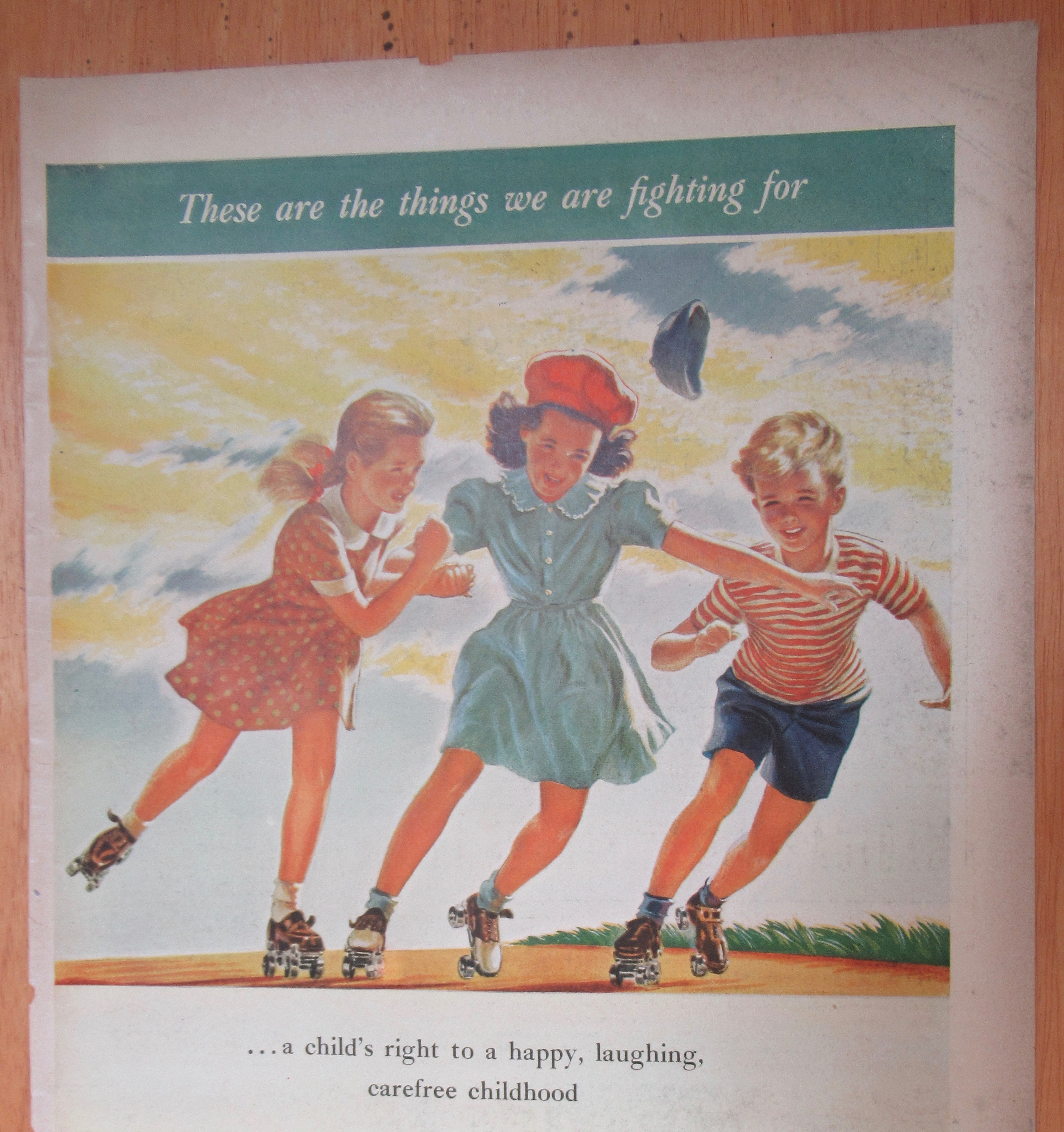 1943 Community Silverplate with Children Roller Skating