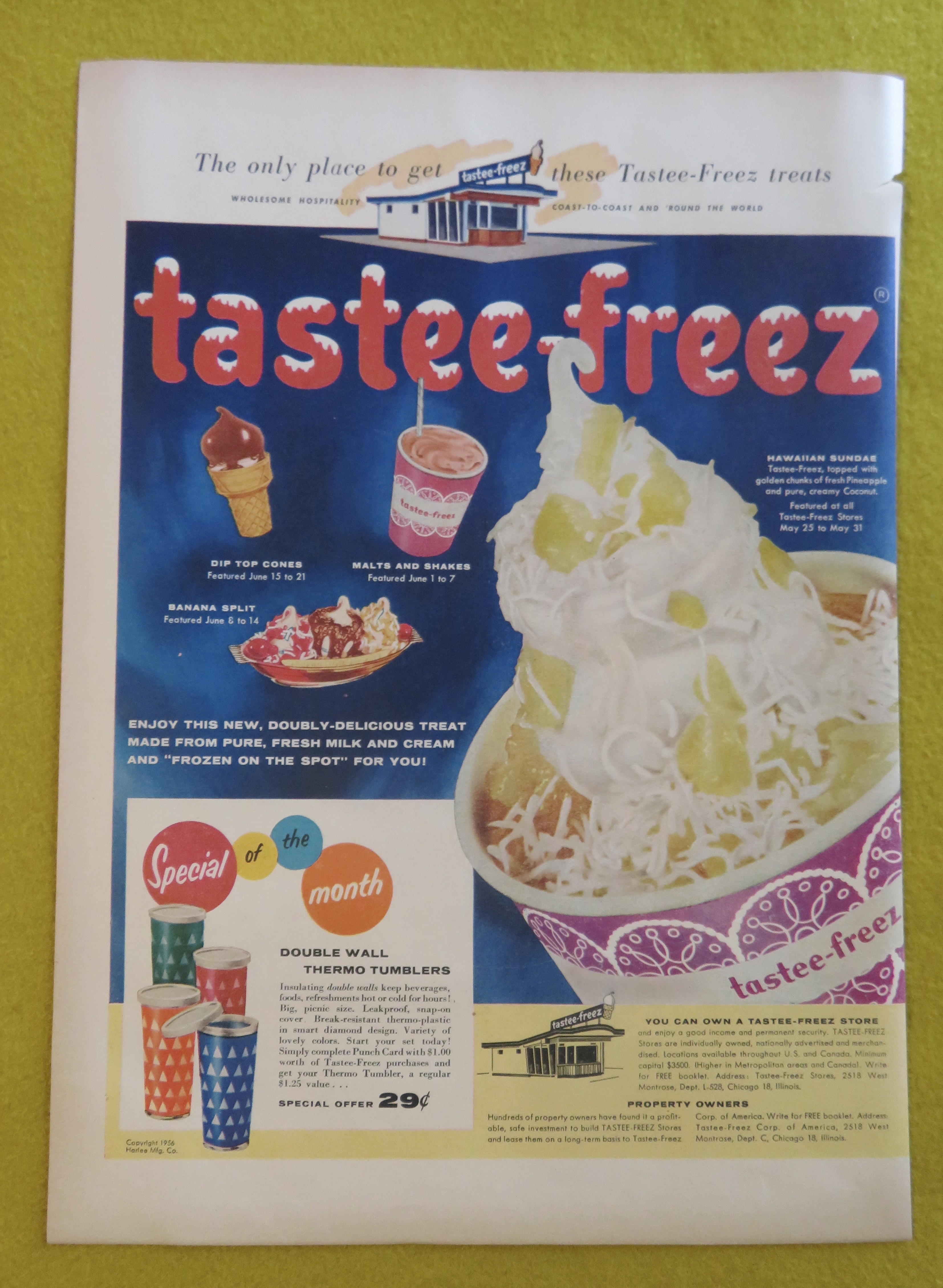 1956 Tastee-Freez With with Hawaiian Sundae