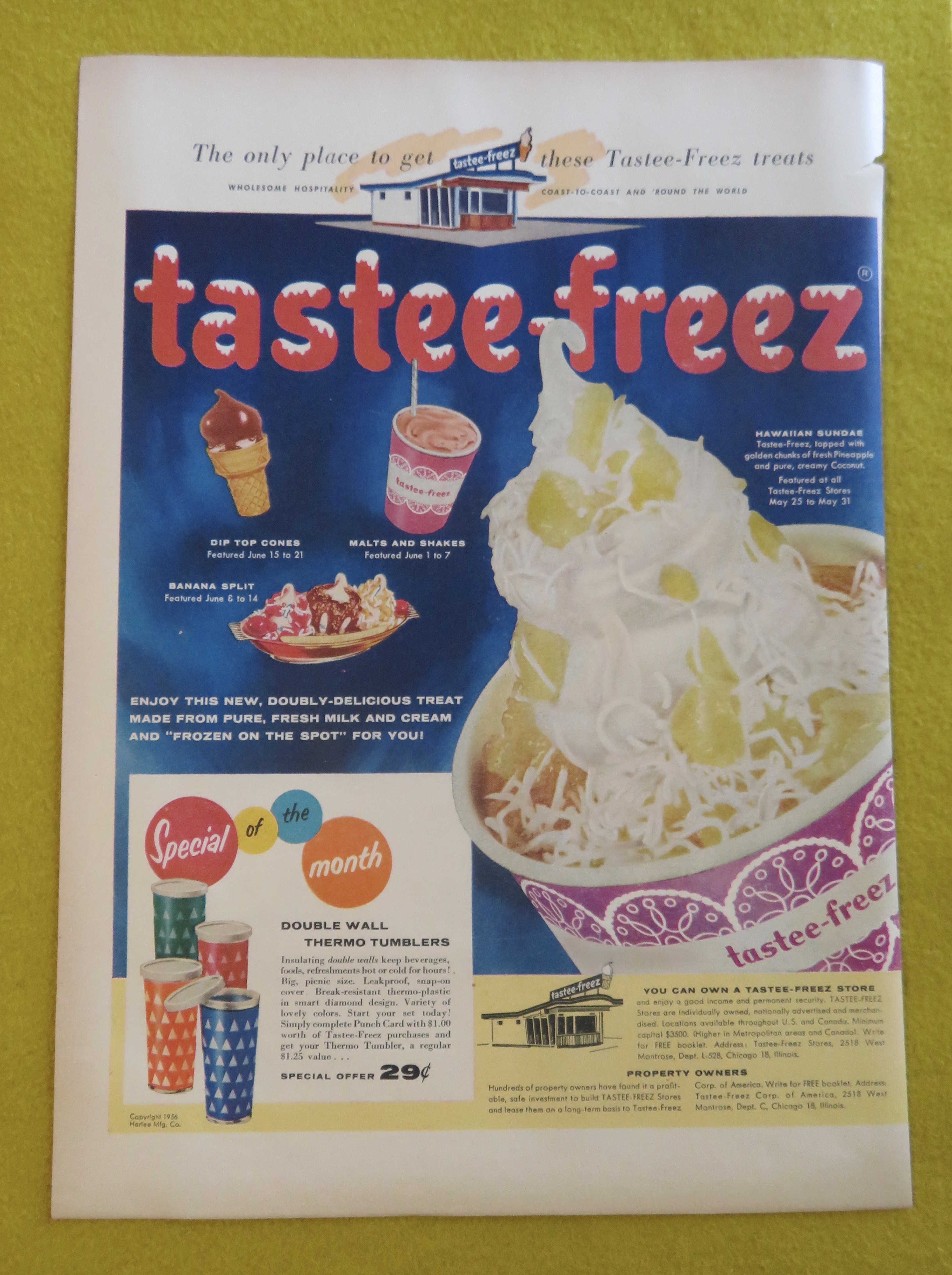1956 Tastee-Freez With with Hawaiian Sundae
