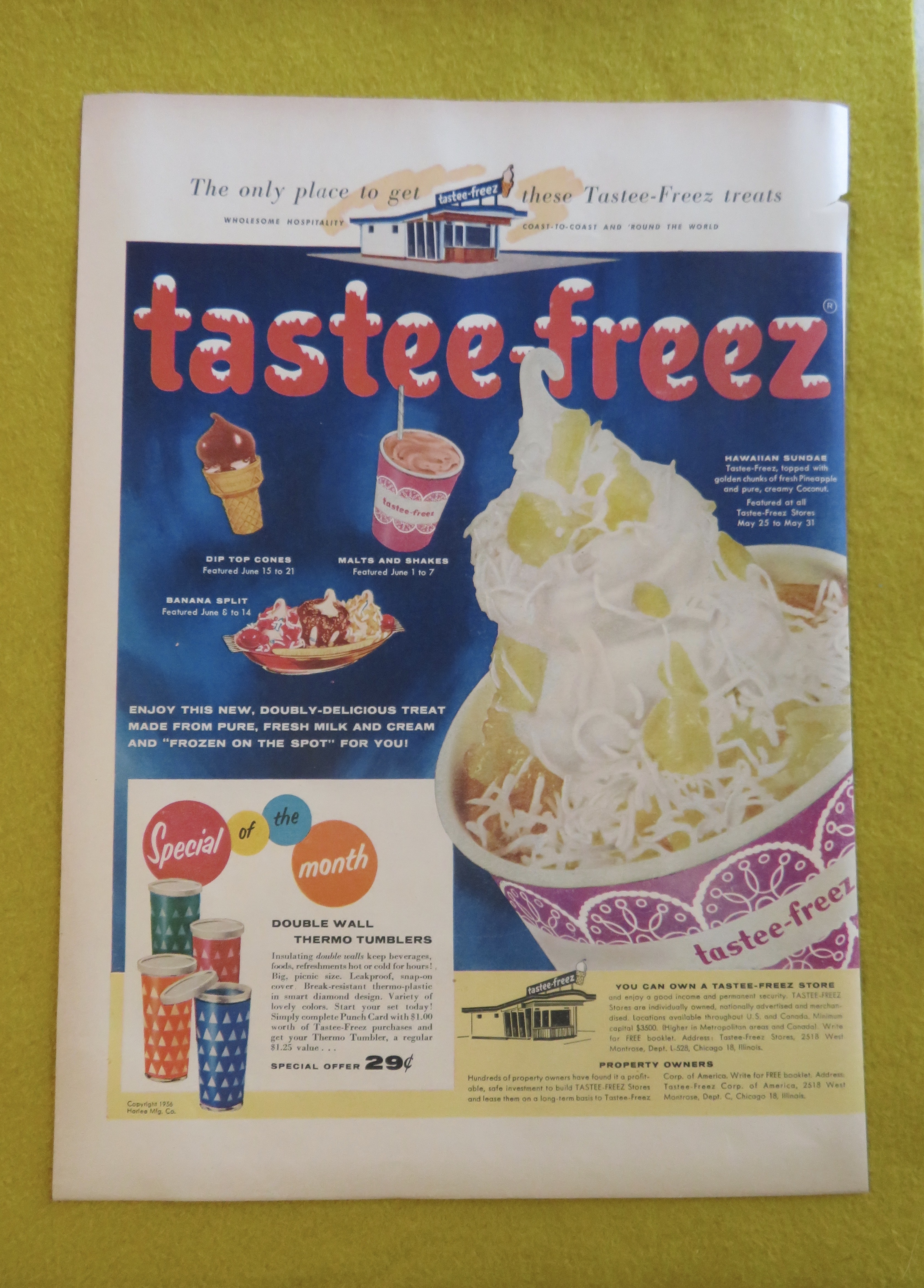 1956 Tastee-Freez With with Hawaiian Sundae
