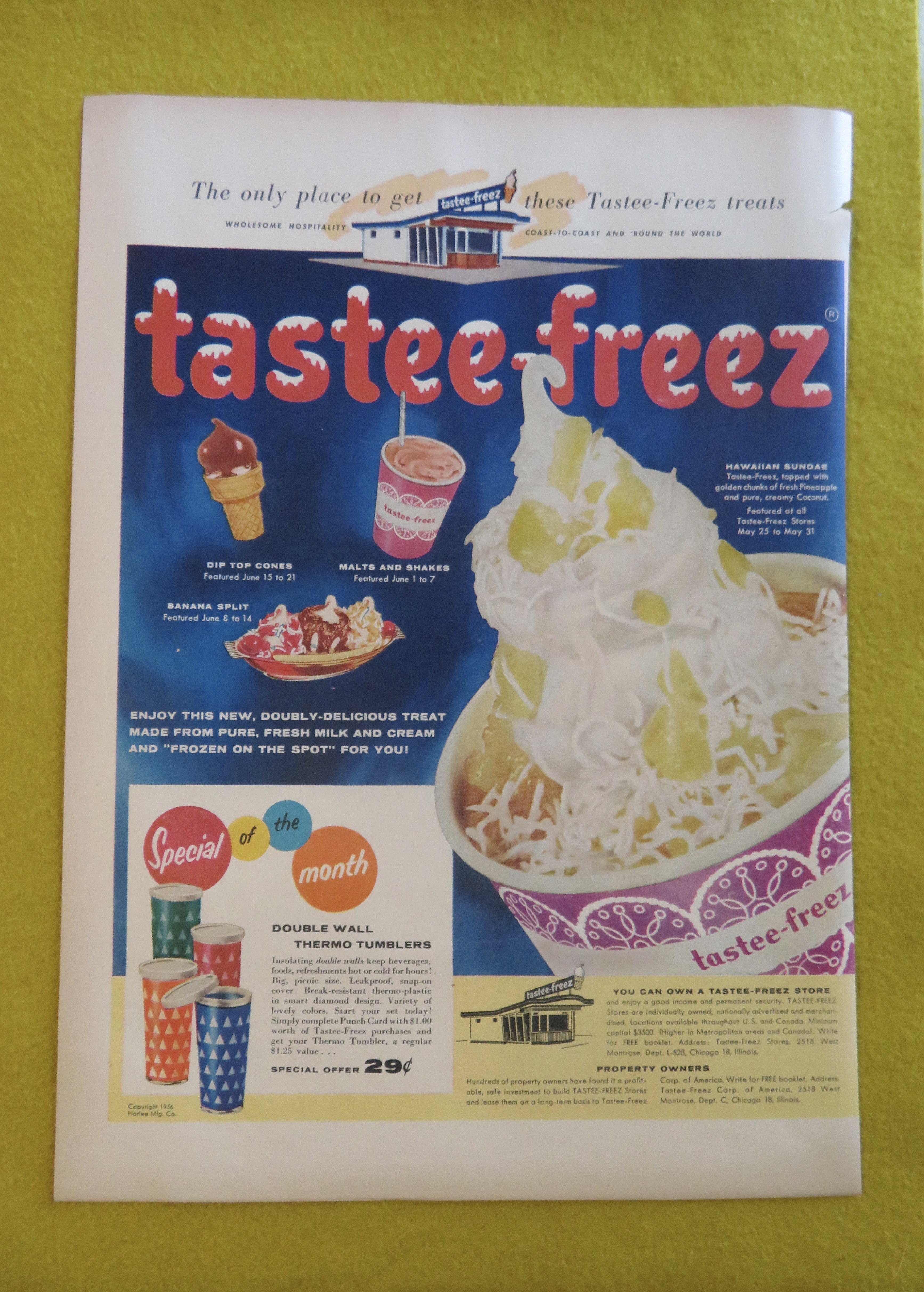 1956 Tastee-Freez With with Hawaiian Sundae