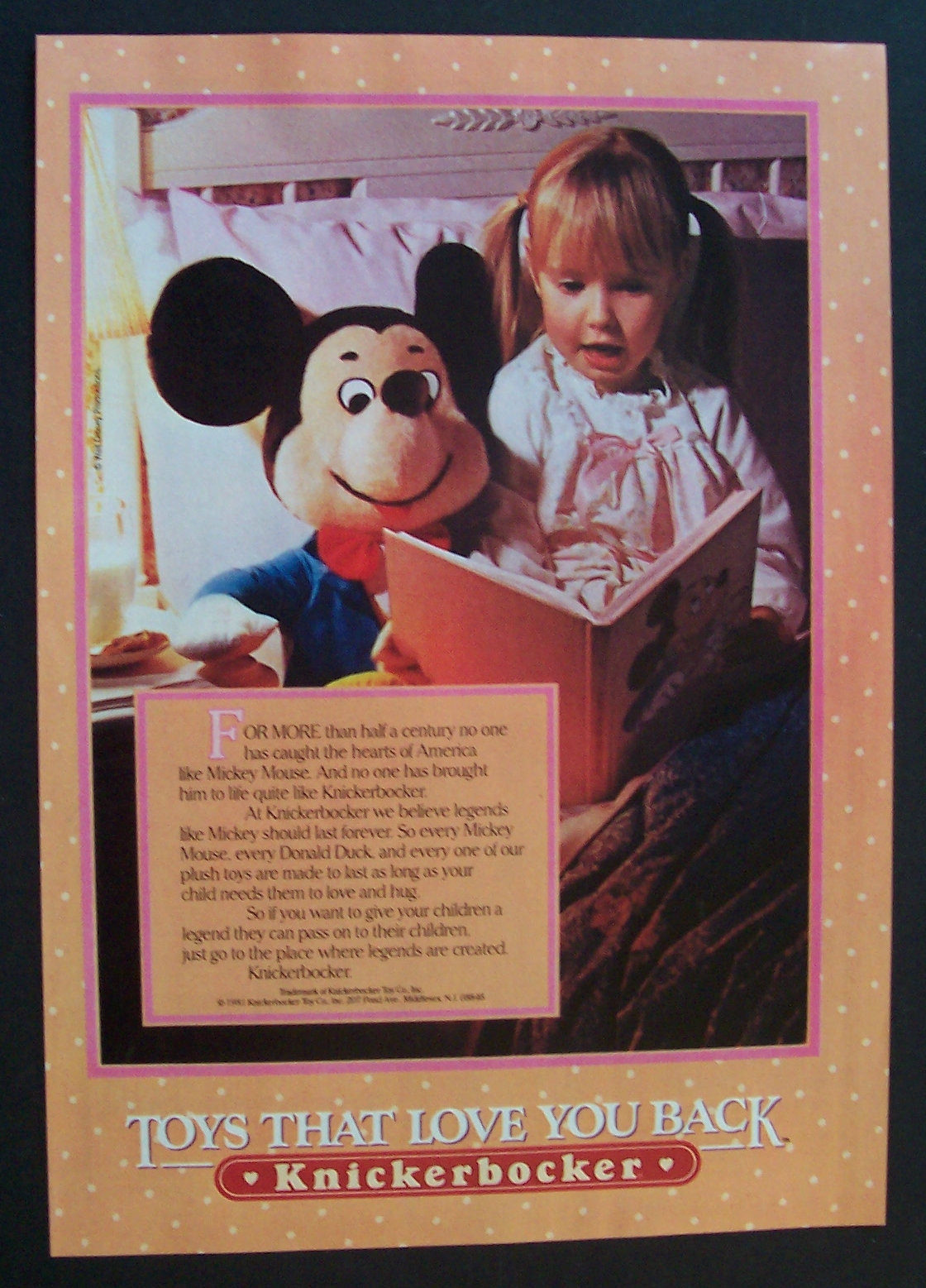 1981 Knickerbocker Toys w/ Girl Reading To Mickey Mouse