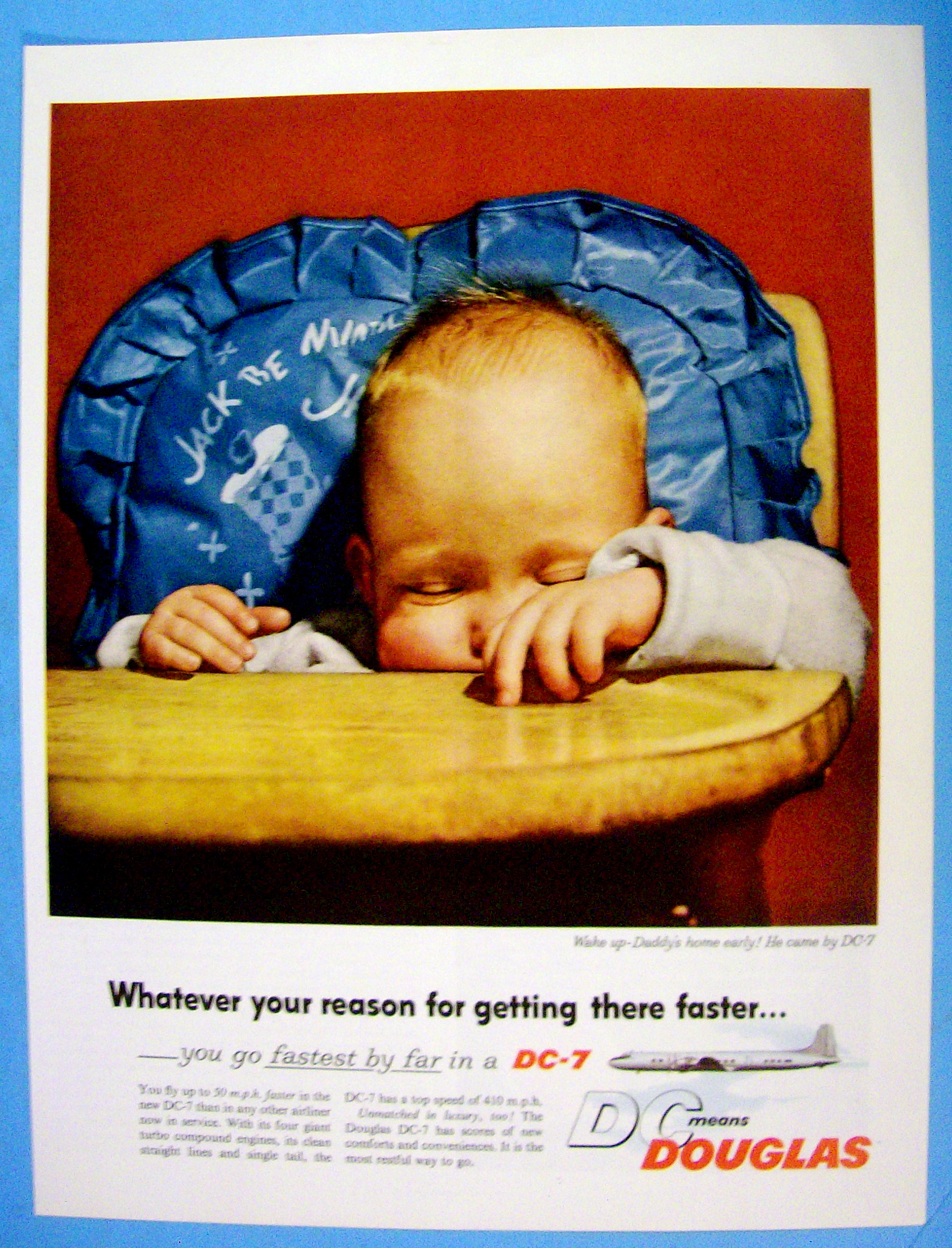 1955 Douglas DC-7 with Baby Sleeping in High Chair