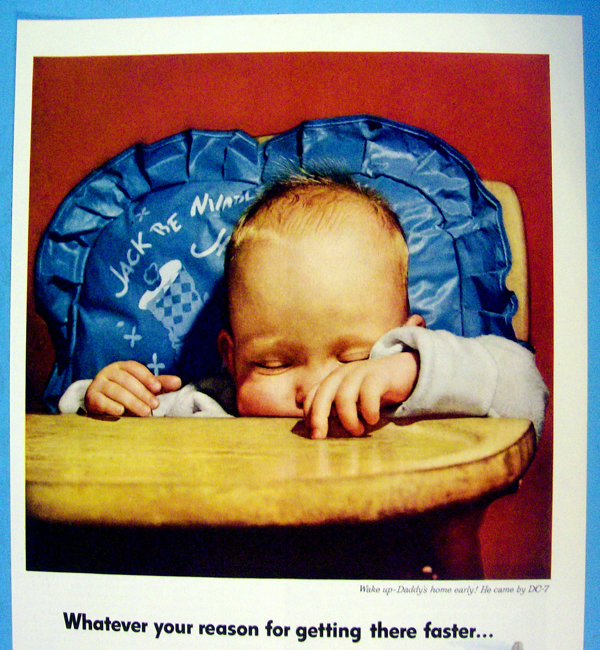 1955 Douglas DC-7 with Baby Sleeping in High Chair