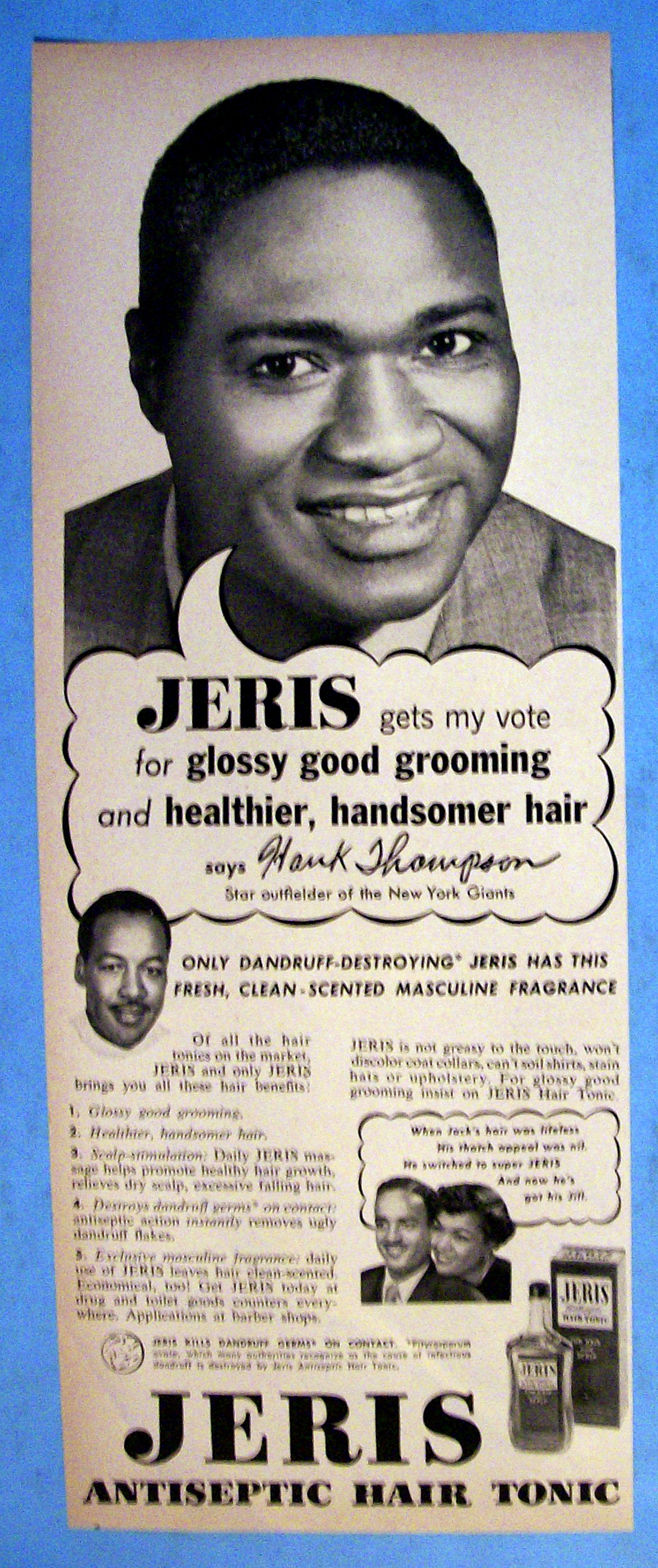 Vintage Ad: 1952 Jeris Hair Tonic with Hank Thompson