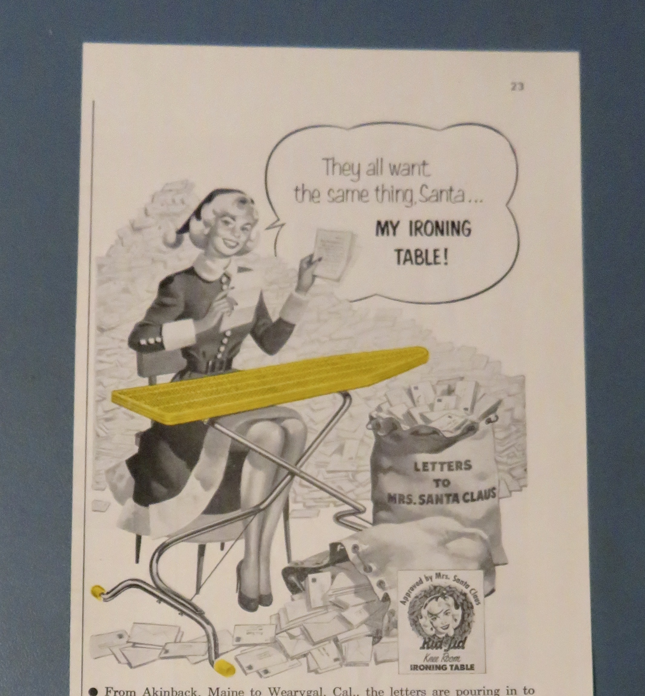 1954 Rid Jid Knee Room Ironing Table w/ Mrs. Claus