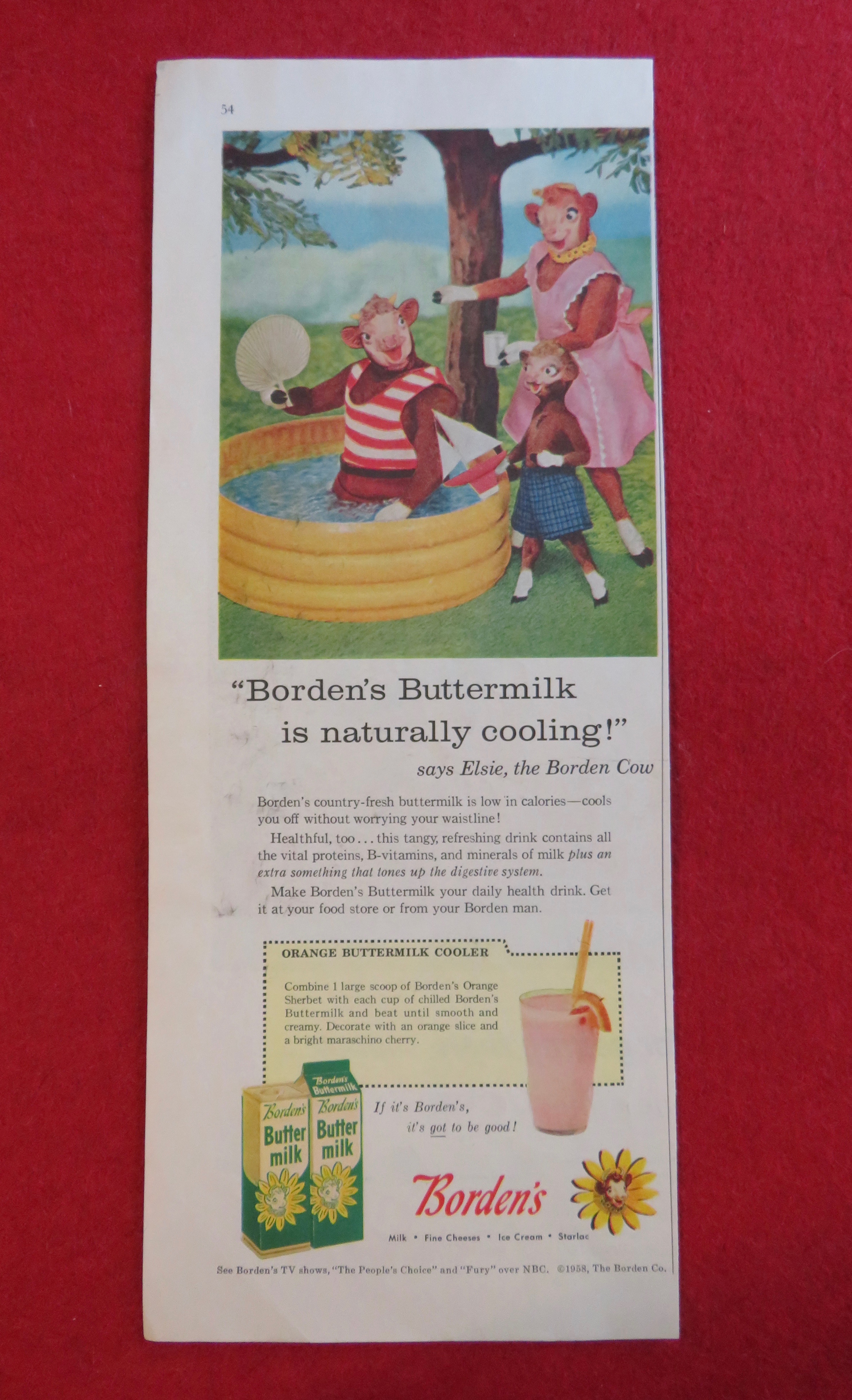 1958 Borden Buttermilk with Elsie & Family By The Pool