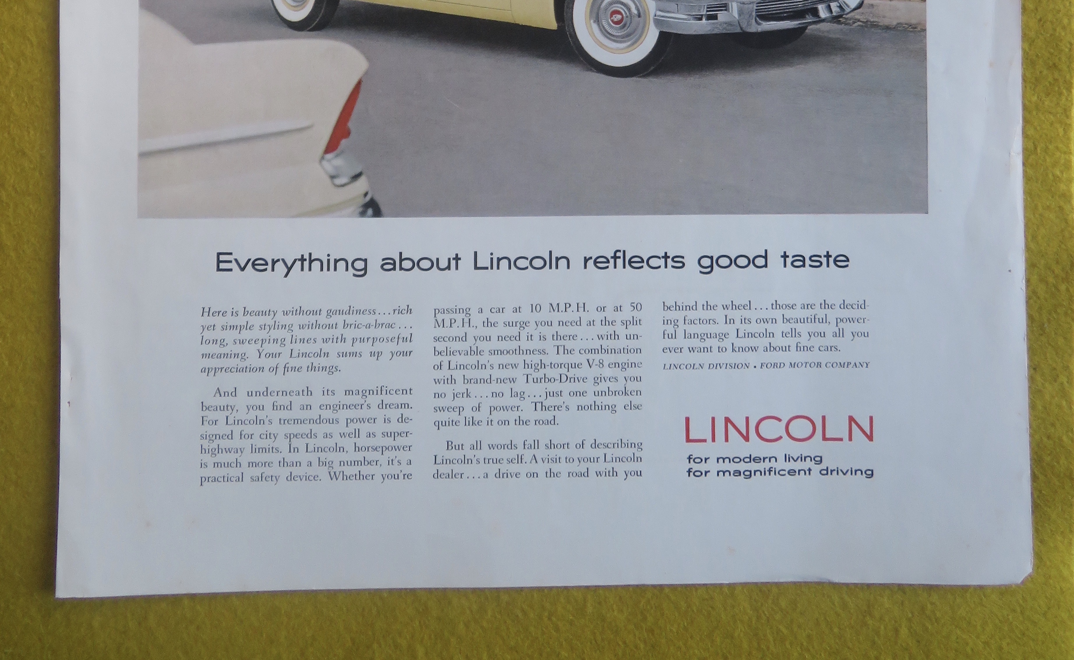 1959 Lincoln Automobile with Cream Lincoln