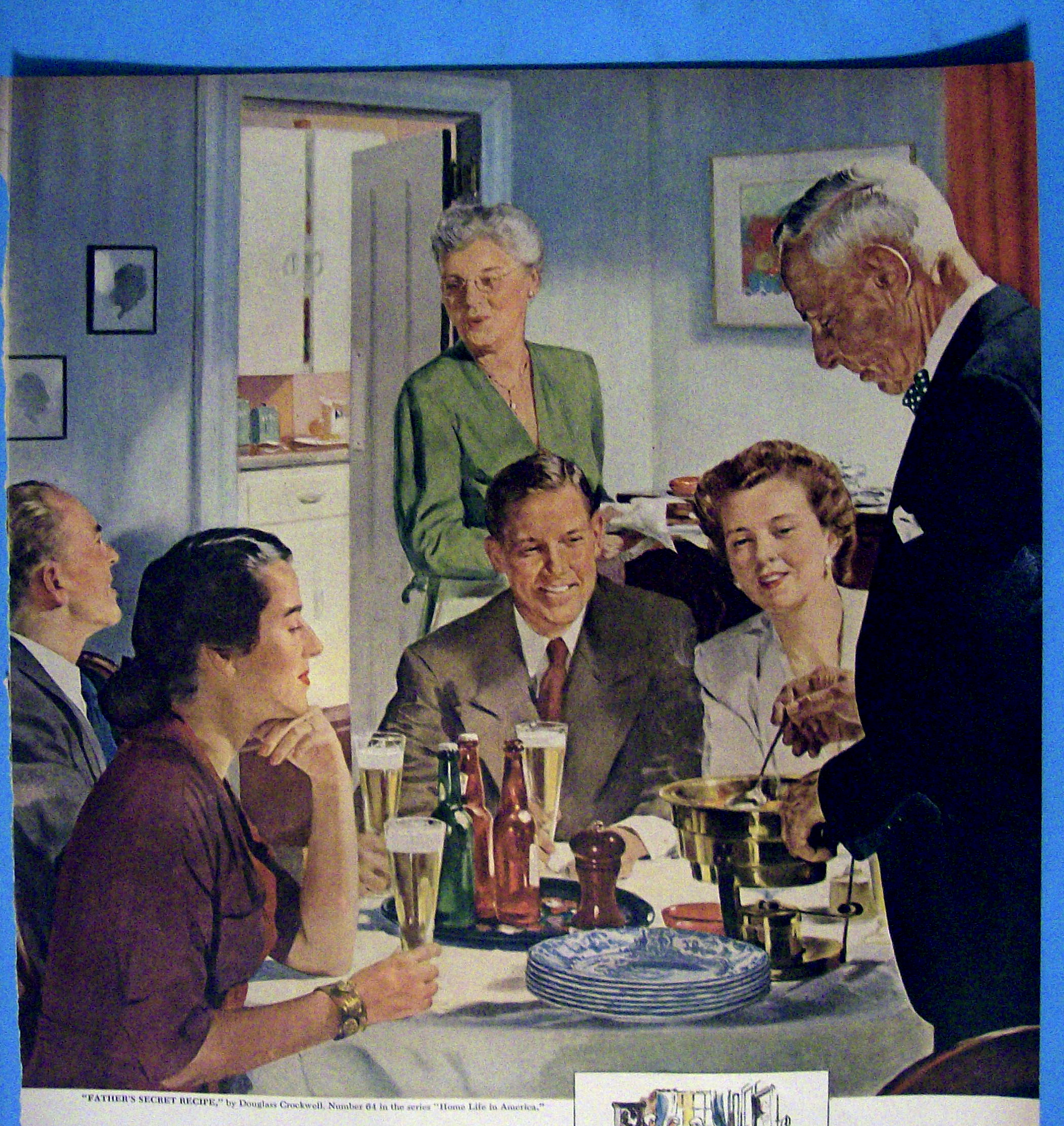 1952 Beer Belongs w/Father's Secret Recipe By Crockwell