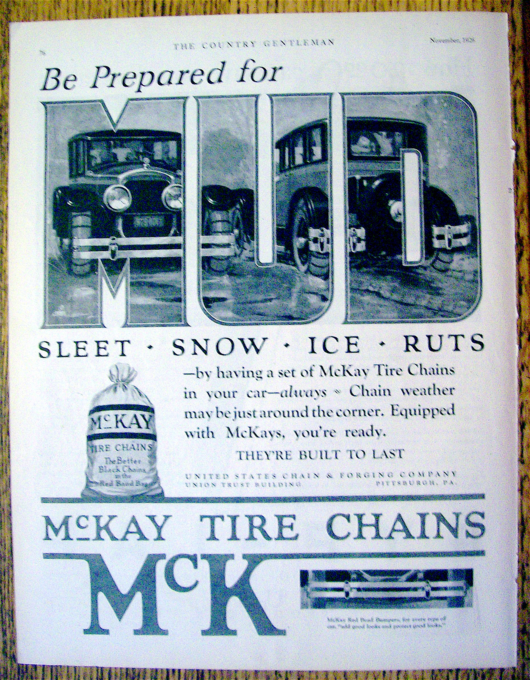 1926 McKay Tire Chains with 2 Cars