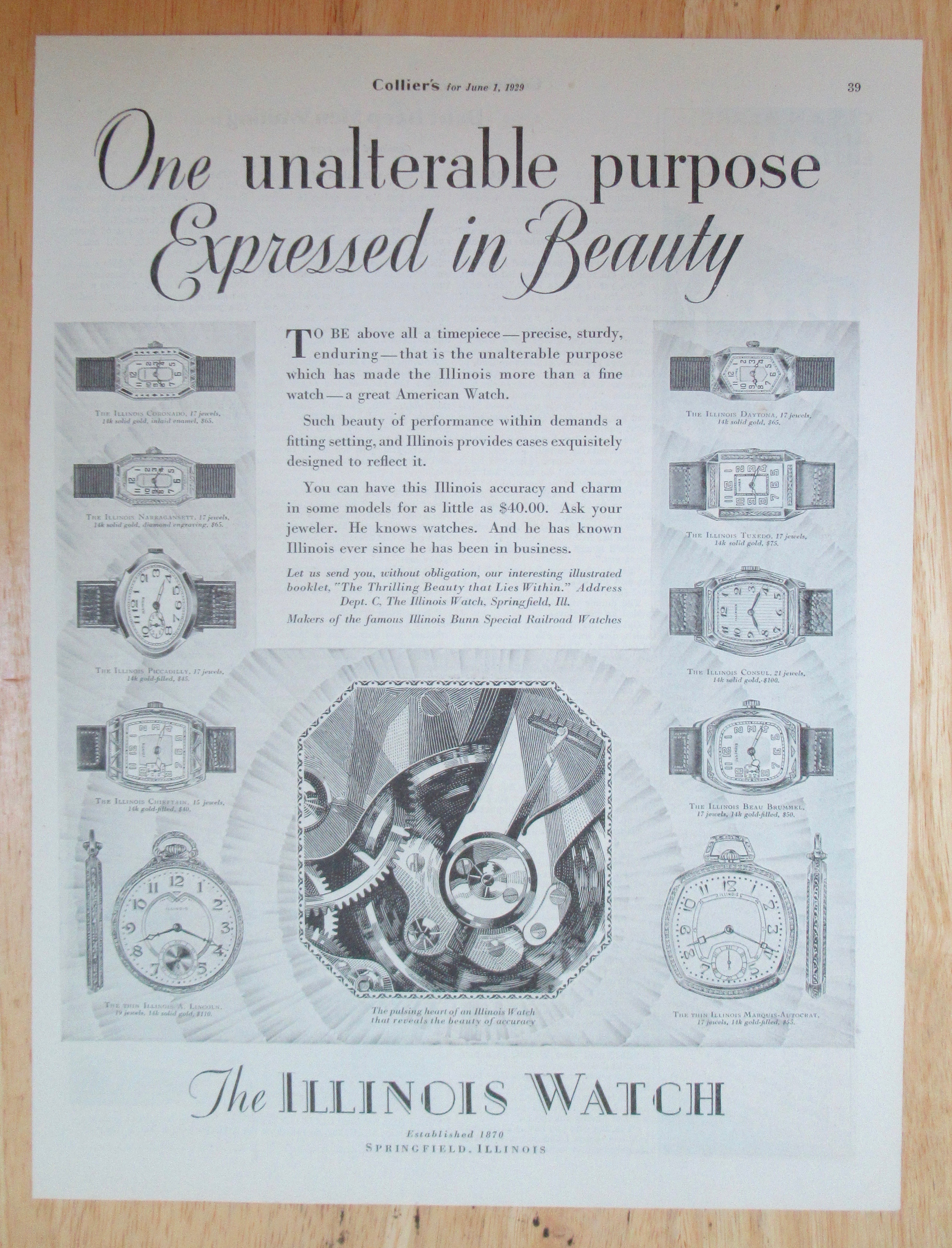 1929 Illinois Watches with Variety of Watches
