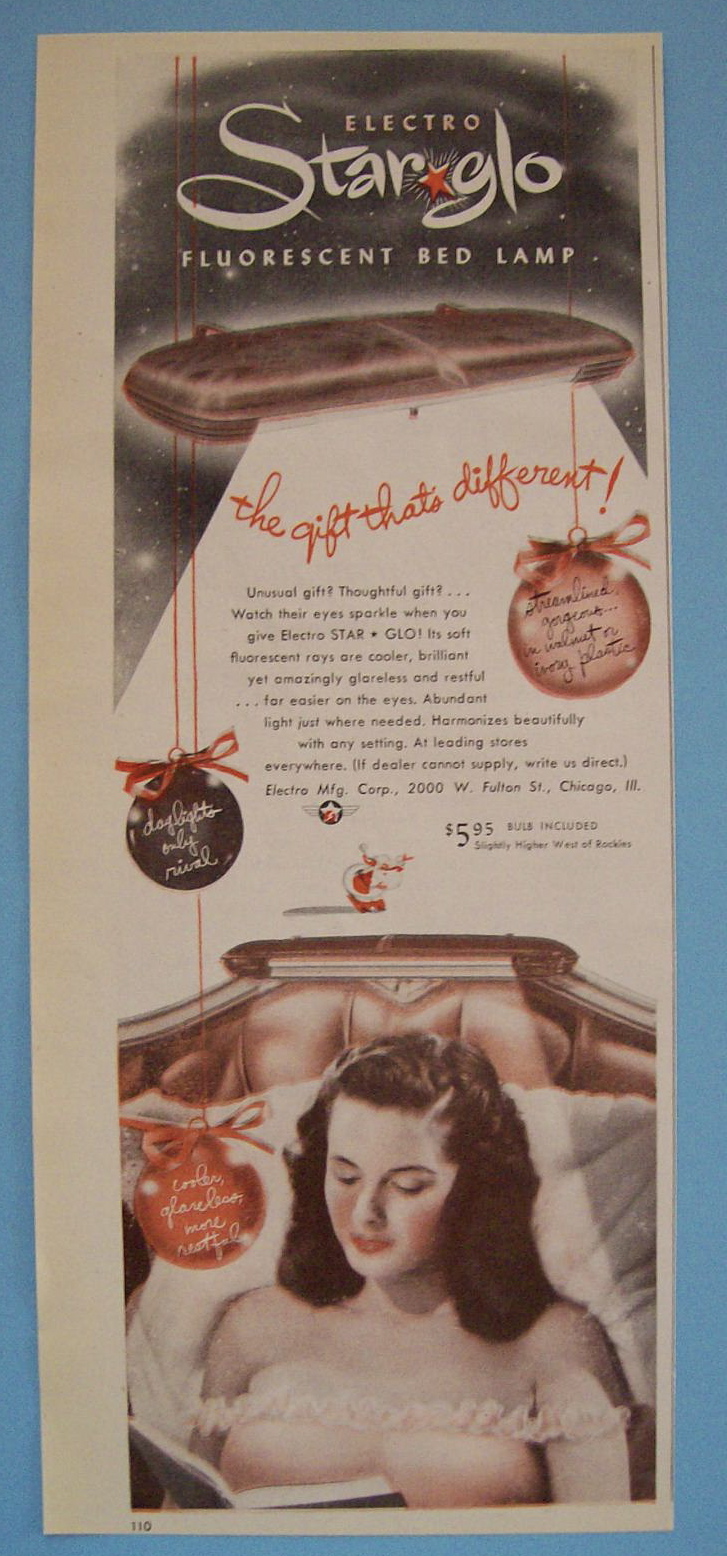 Vintage Ad: 1947 Star Glo Fluorescent Bed Lamp