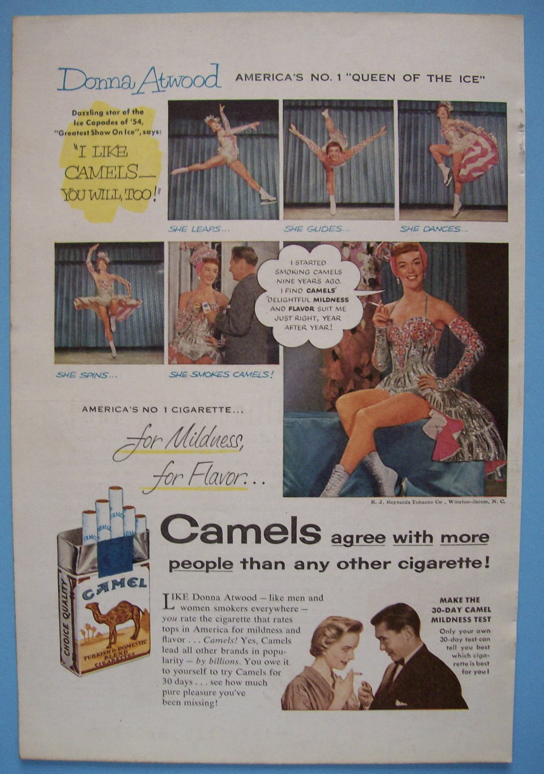 Vintage Ad: 1954 Camel Cigarettes w/ Donna Atwood