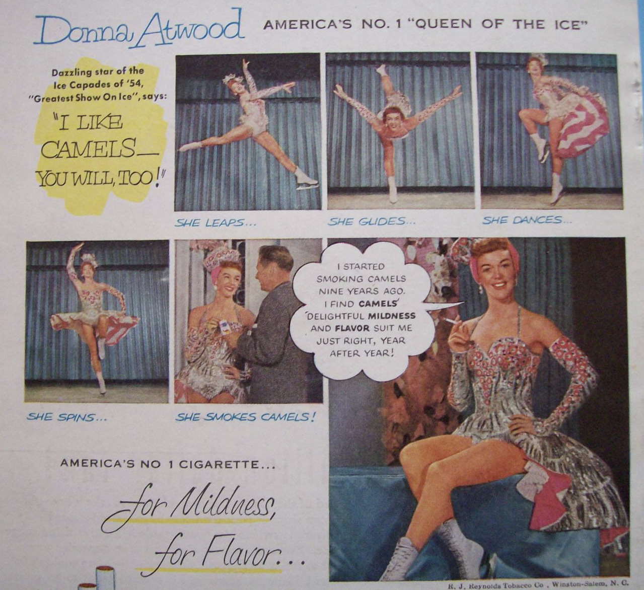 Vintage Ad: 1954 Camel Cigarettes w/ Donna Atwood