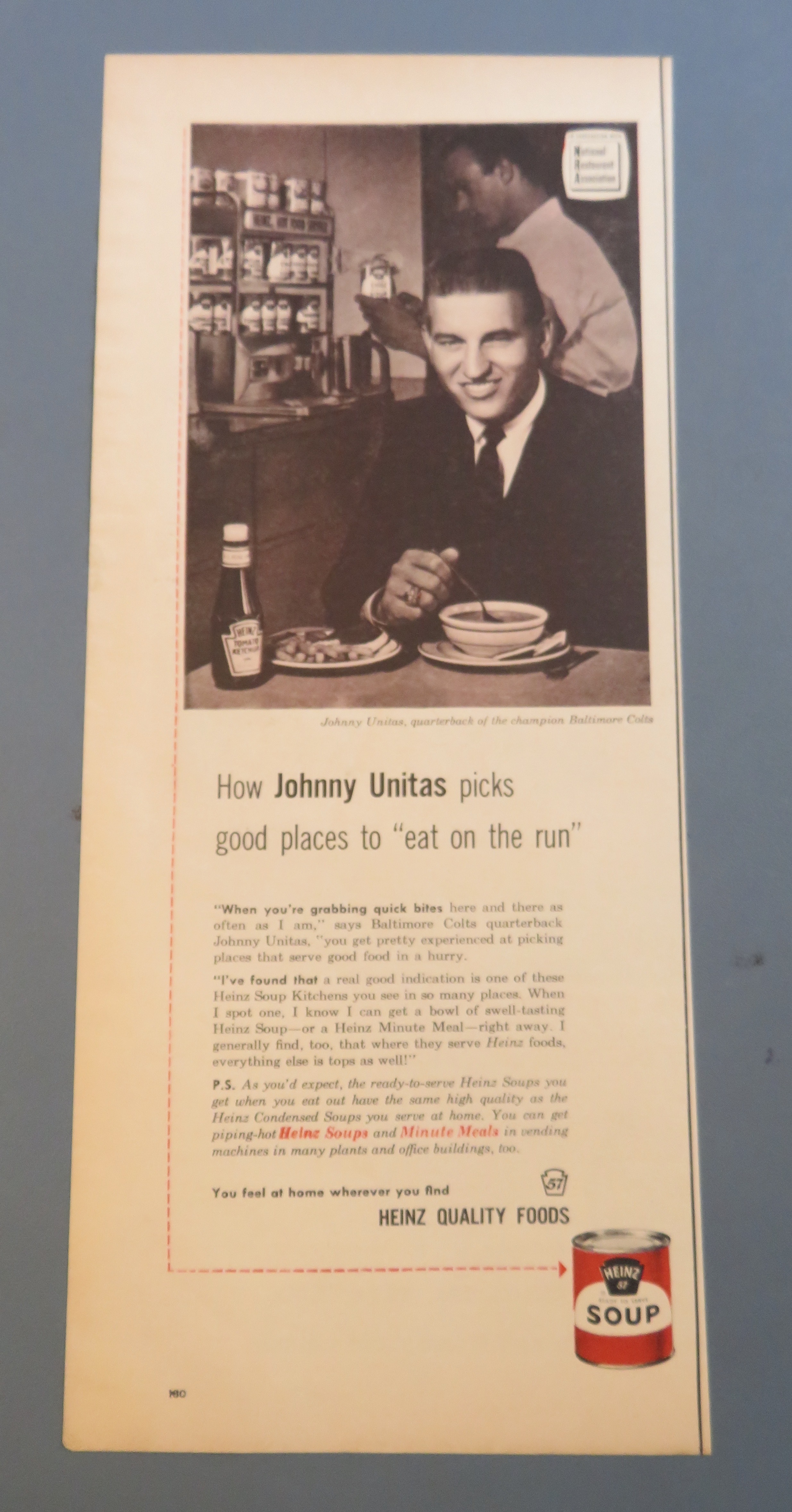 1960 Heinz Soup w/ Baltimore Colt's Johnny Unitas