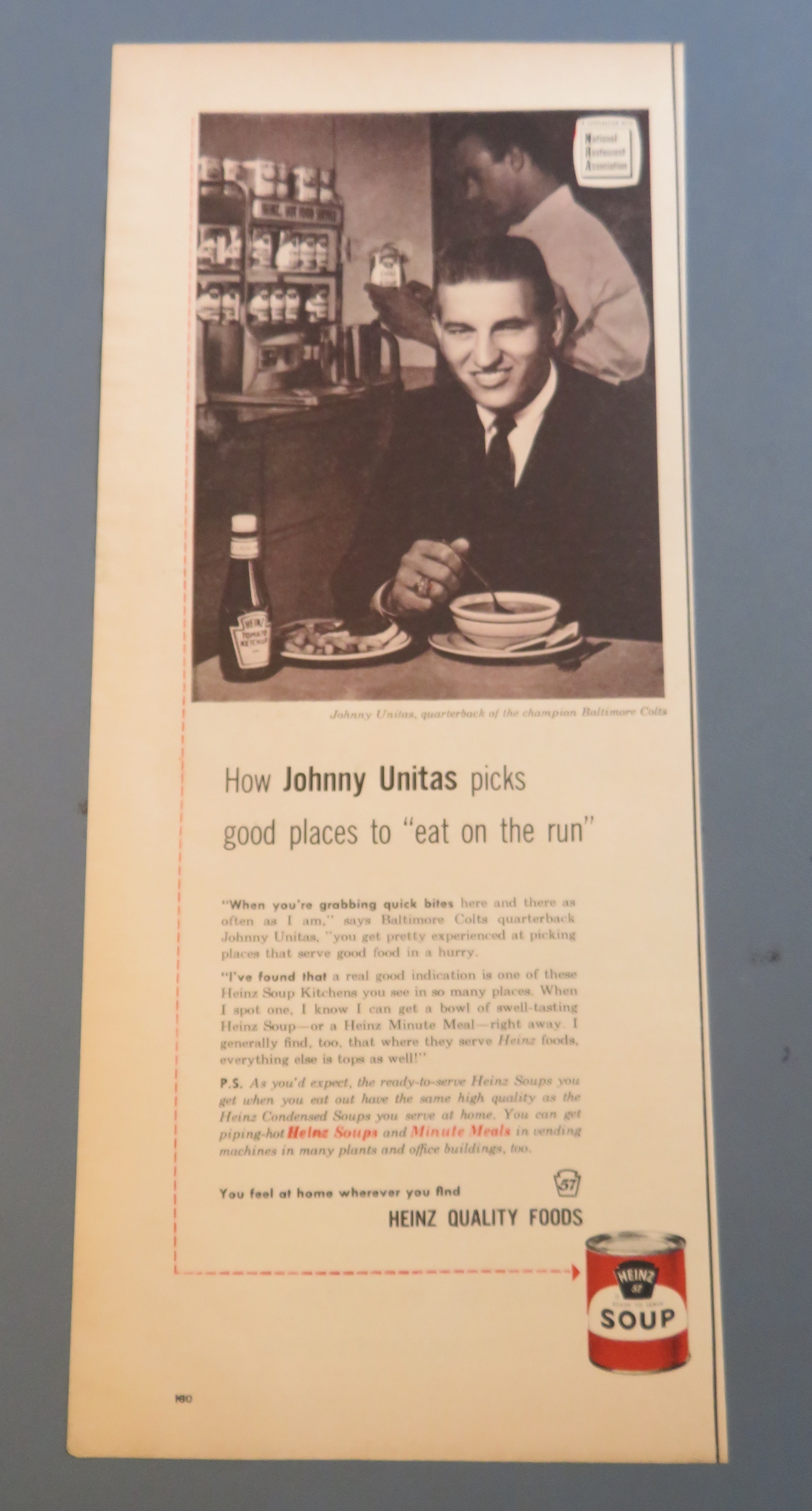 1960 Heinz Soup w/ Baltimore Colt's Johnny Unitas