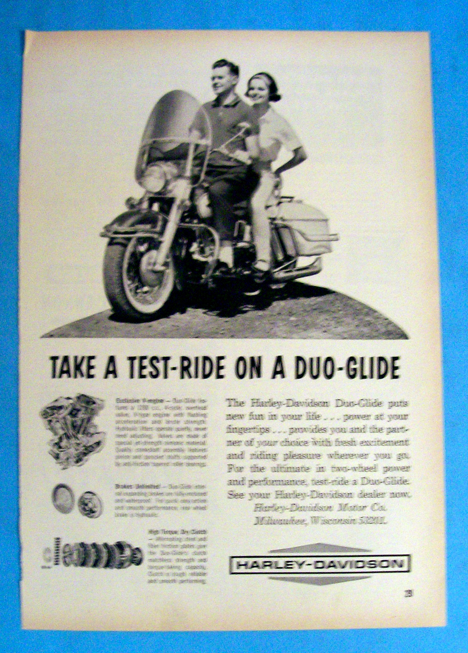 1964 Harley-Davidson Duo Glide Motorcycle with Couple