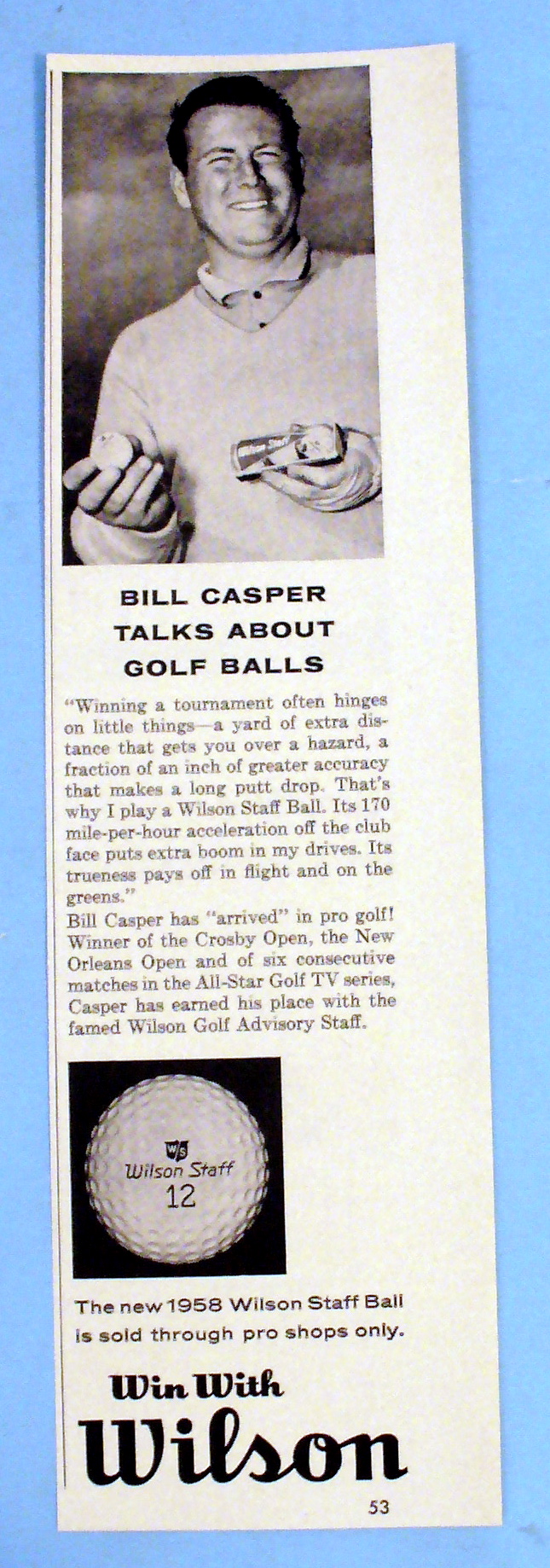 1958 Wilson Golf Balls with Bill Casper