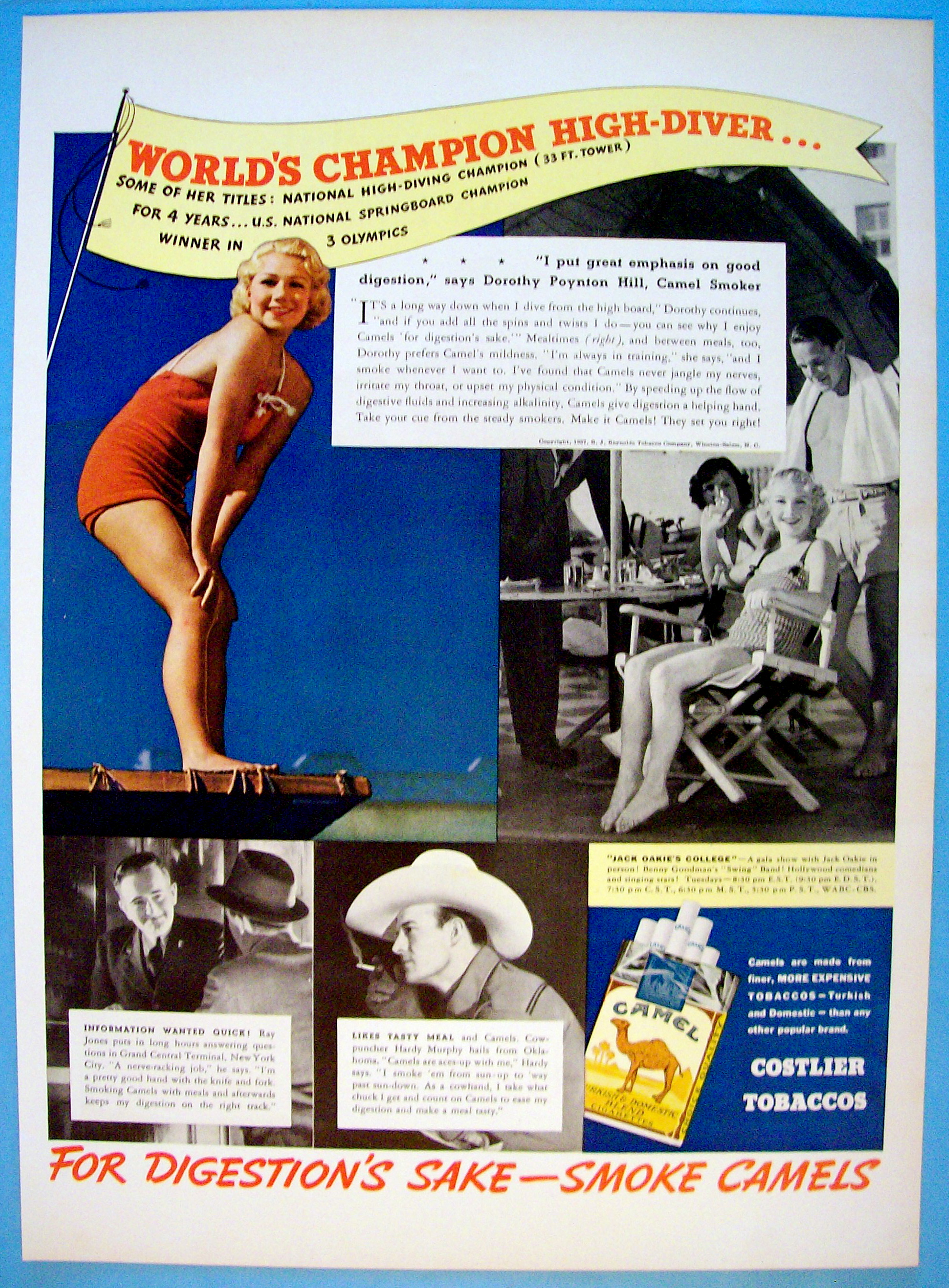 Vintage Ad: 1937 Camel Cigarettes w/Dorothy Hill
