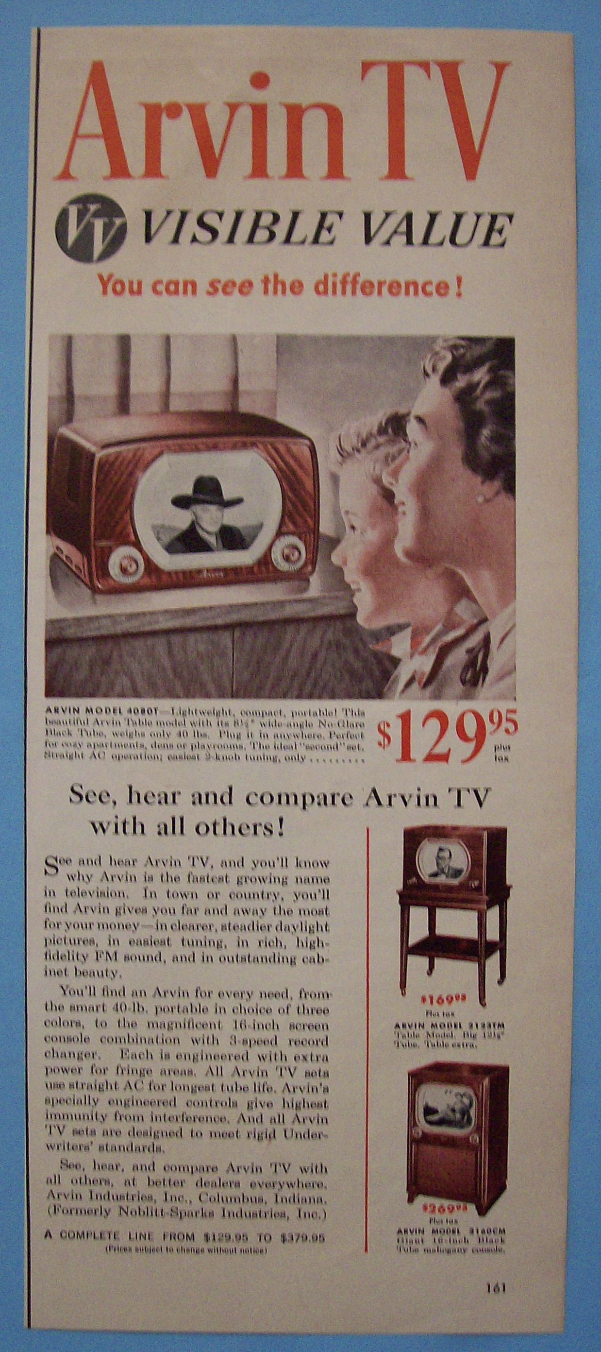 Vintage Ad: 1950 Arvin TV