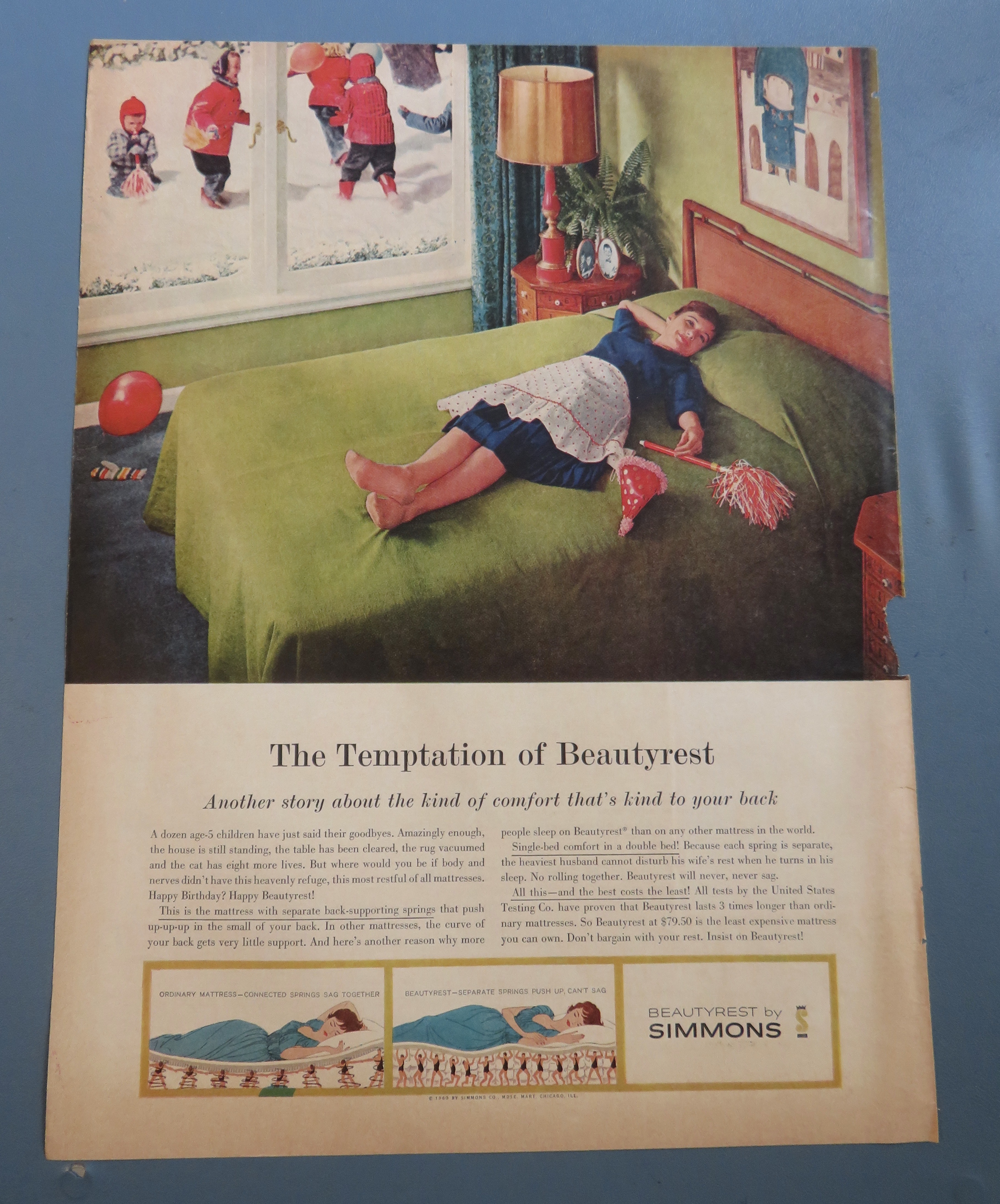 1960 Simmons Beautyrest with Woman Taking A Breather