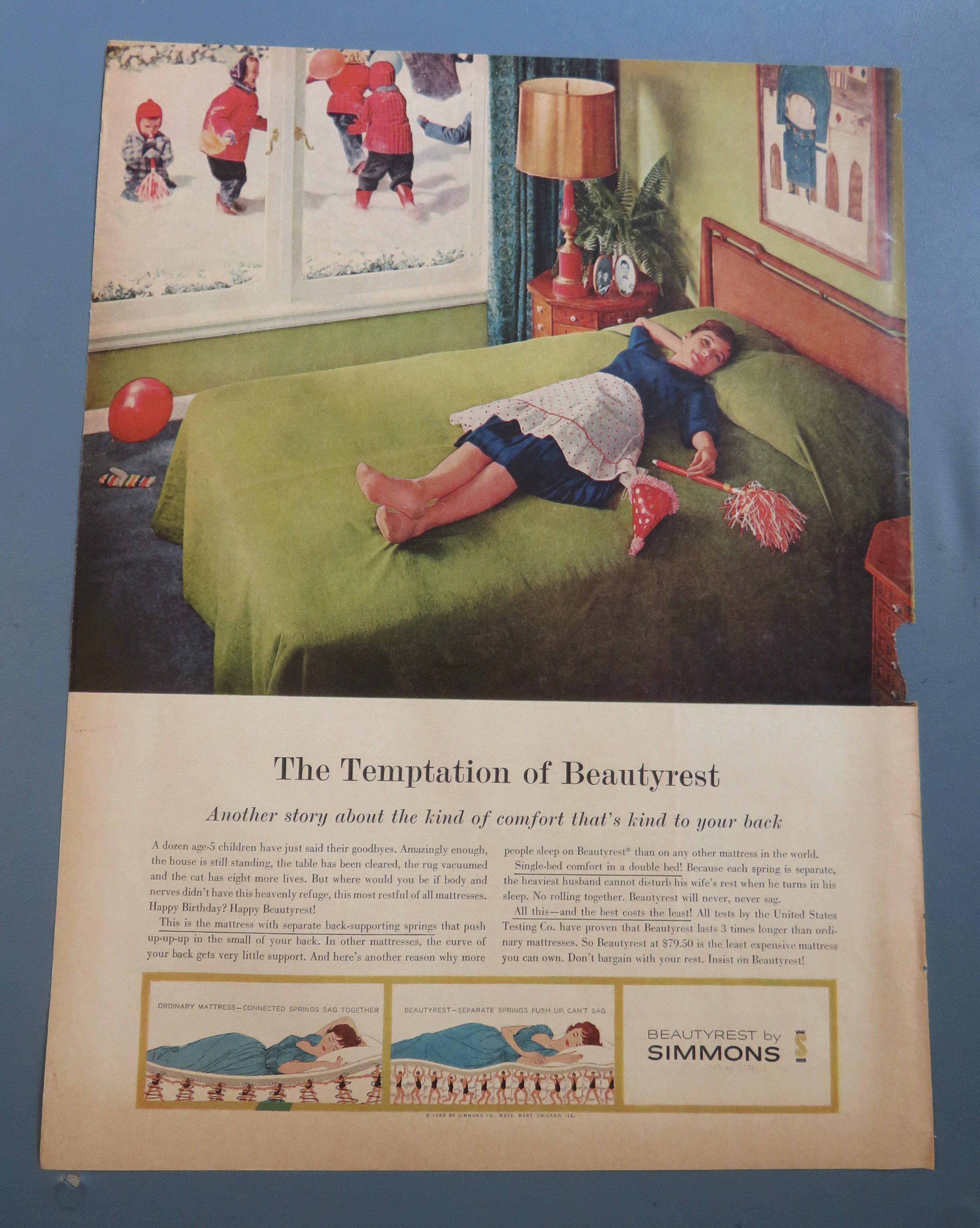 1960 Simmons Beautyrest with Woman Taking A Breather
