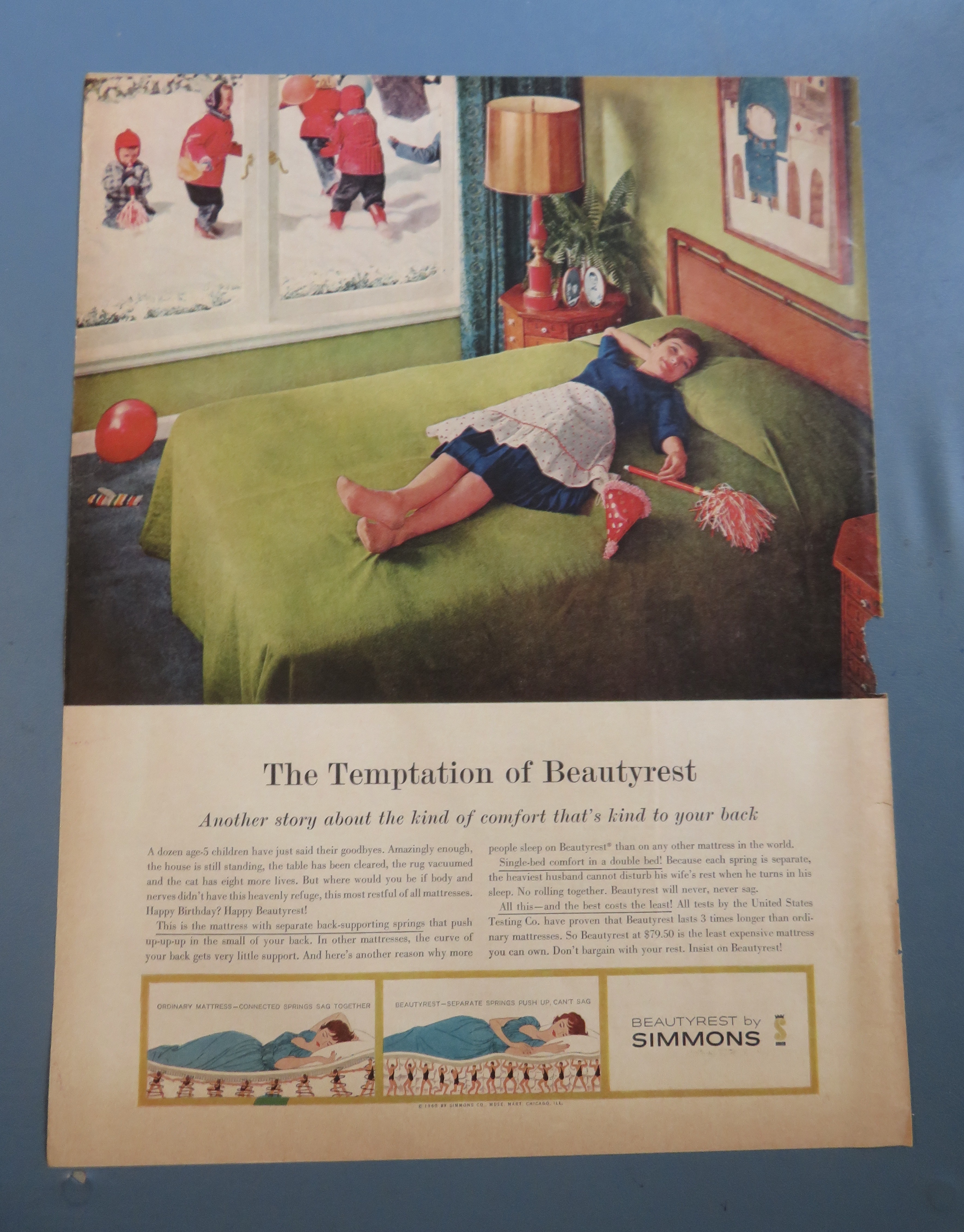 1960 Simmons Beautyrest with Woman Taking A Breather