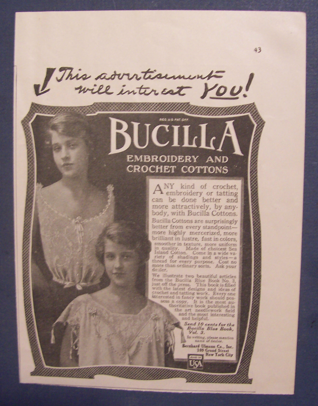 1916  Bucilla  Embroidery  And  Crochet  Cottons