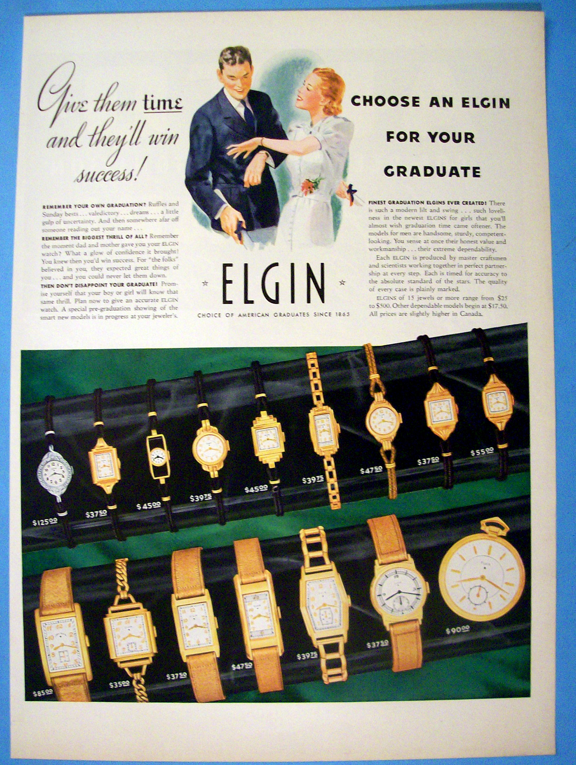 Vintage Ad: 1937 Elgin Watches
