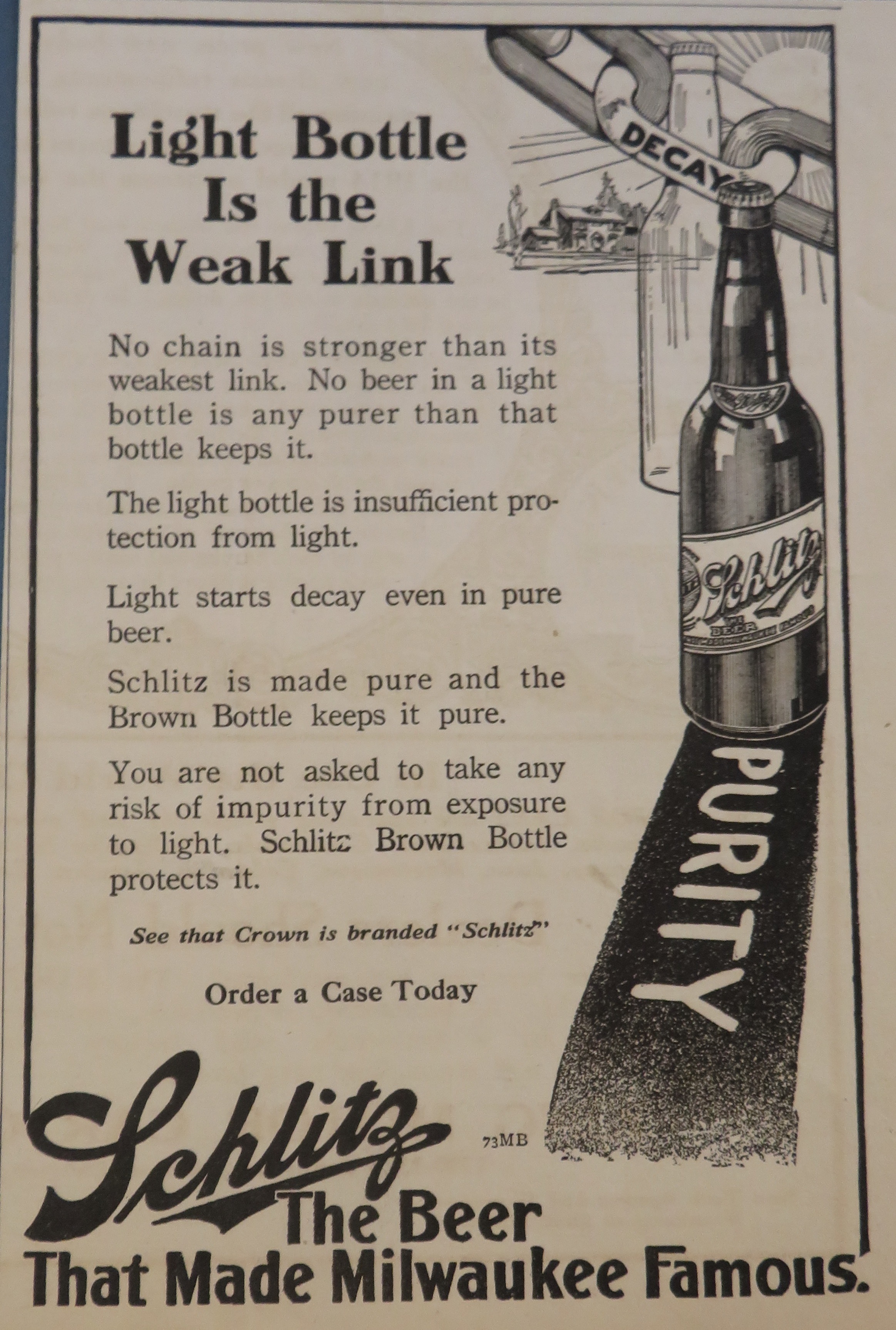 1914 Schlitz Beer with Bottle of Beer
