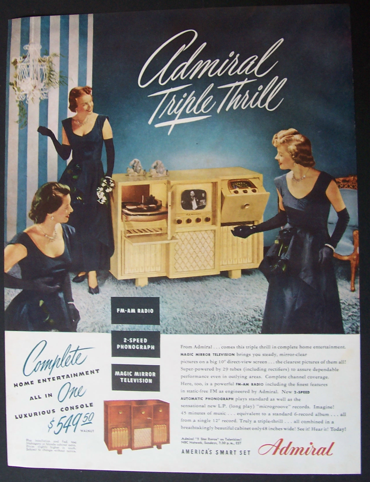 1948 Admiral Triple Thrill w/AM-FM Radio