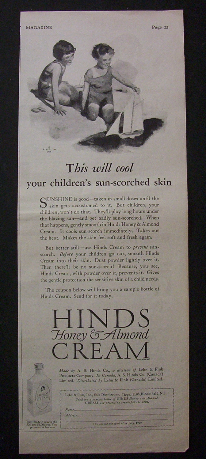 1928  Hinds  Honey & Almond  Cream