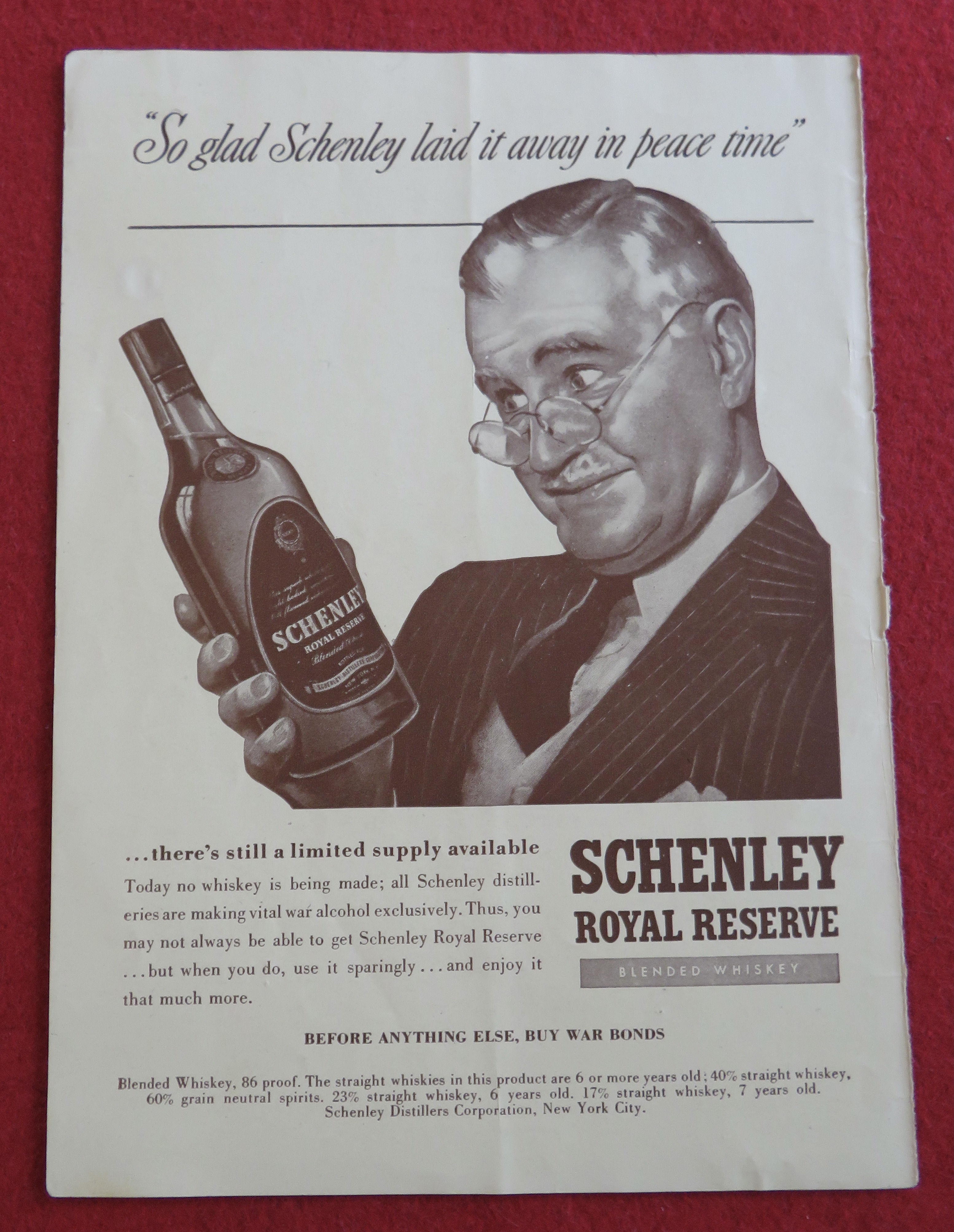 1943 Schenley Royal Reserve Whiskey w/ Man & Bottle
