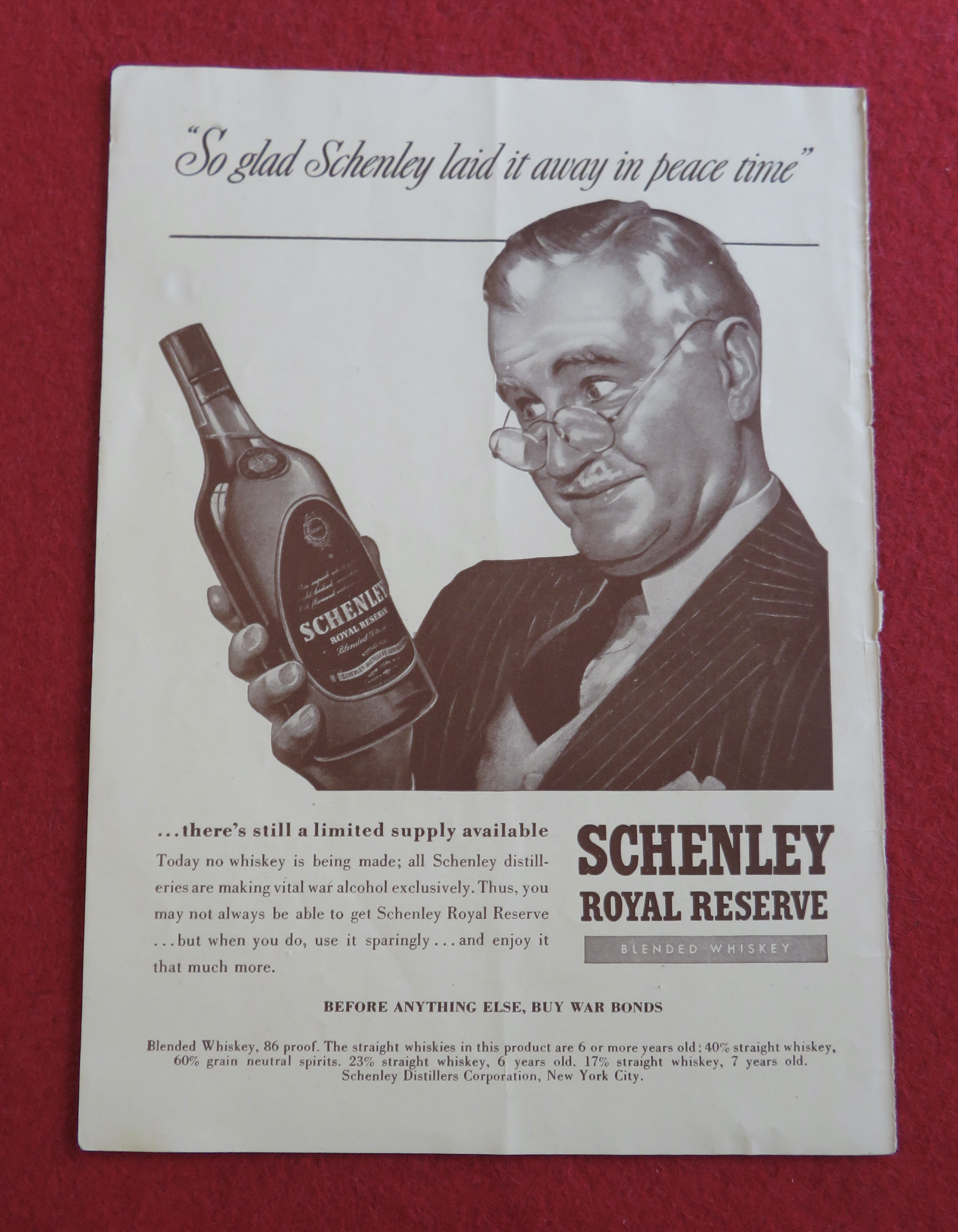 1943 Schenley Royal Reserve Whiskey w/ Man & Bottle