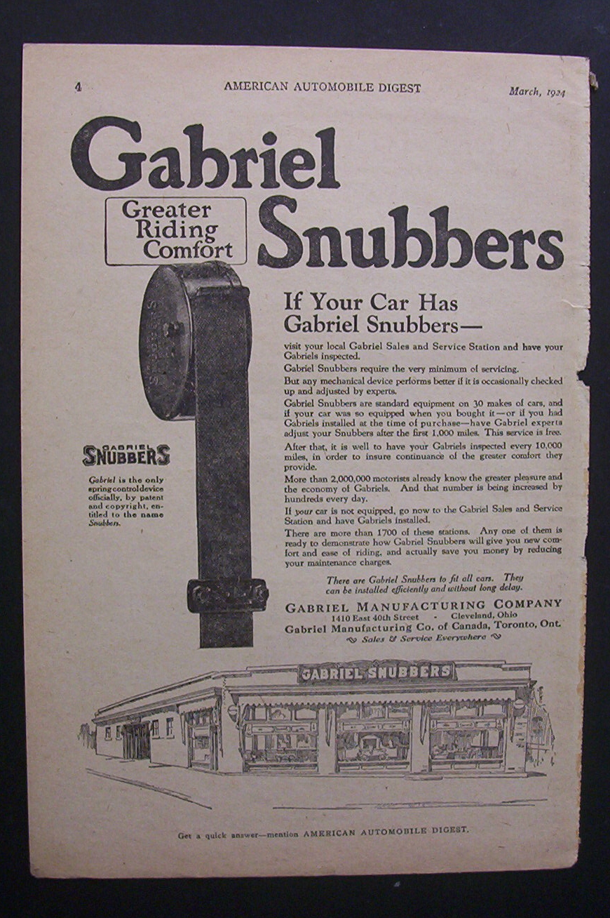 Vintage Ad: 1924 Gabriel  Snubbers