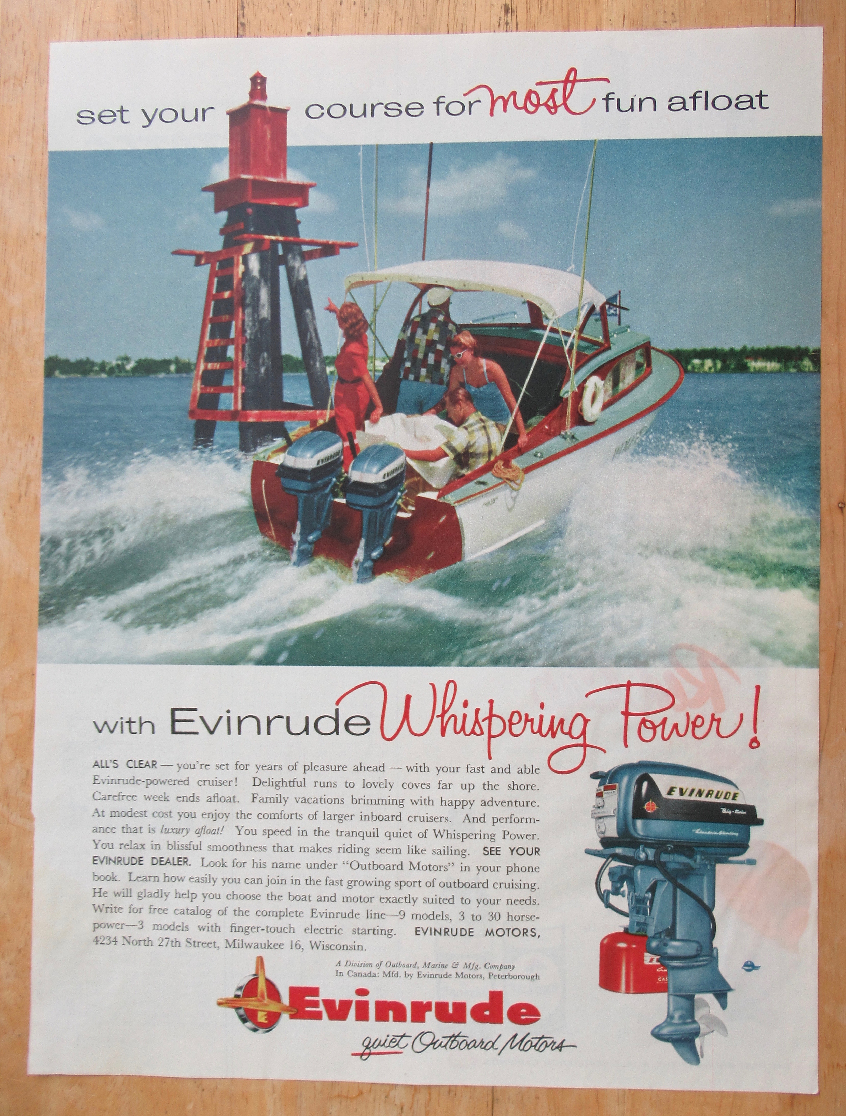 1956 Evinrude Outboard Motors with Two Couples