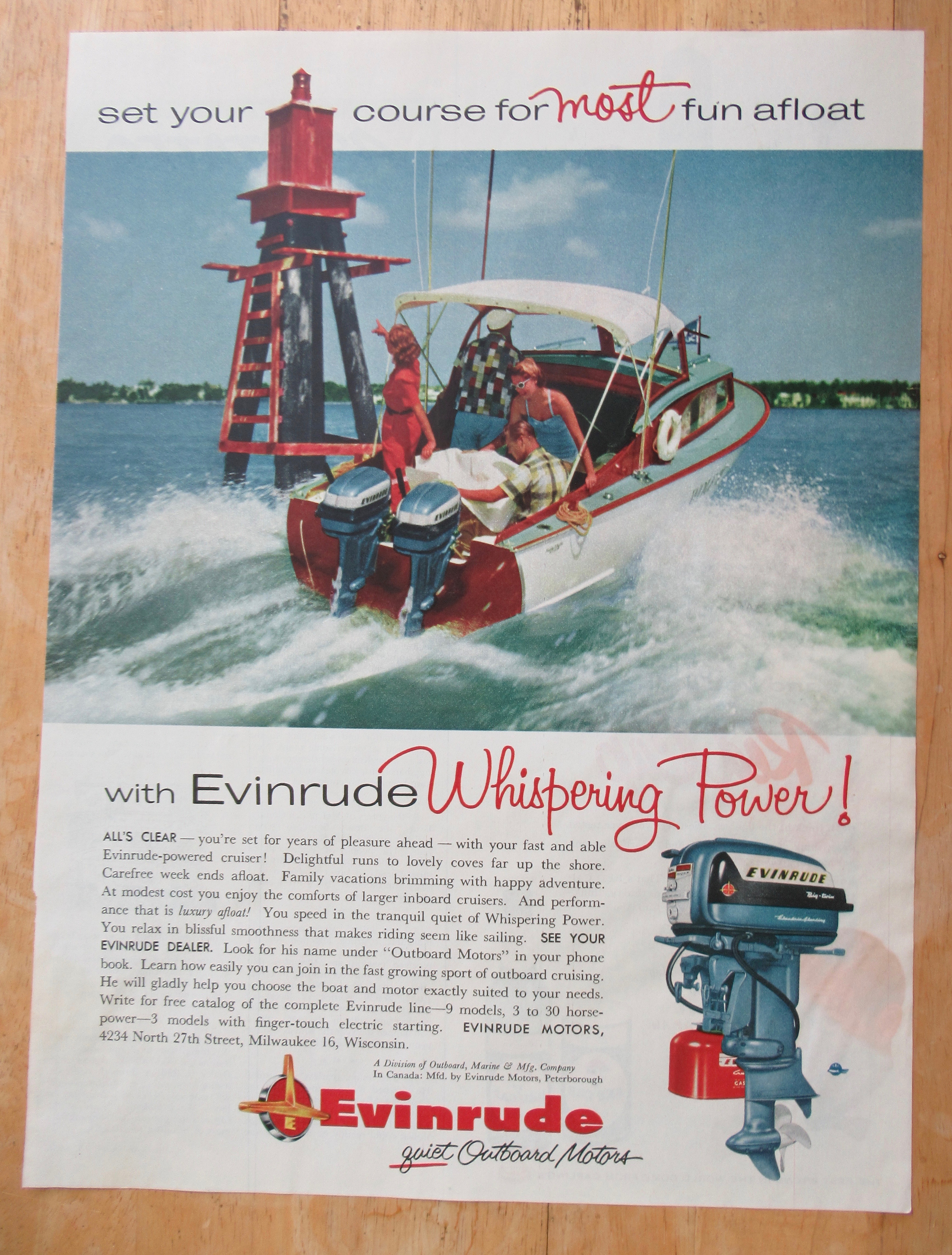 1956 Evinrude Outboard Motors with Two Couples