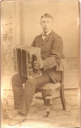CDV, Accordion Player Photographed in Walton, New York