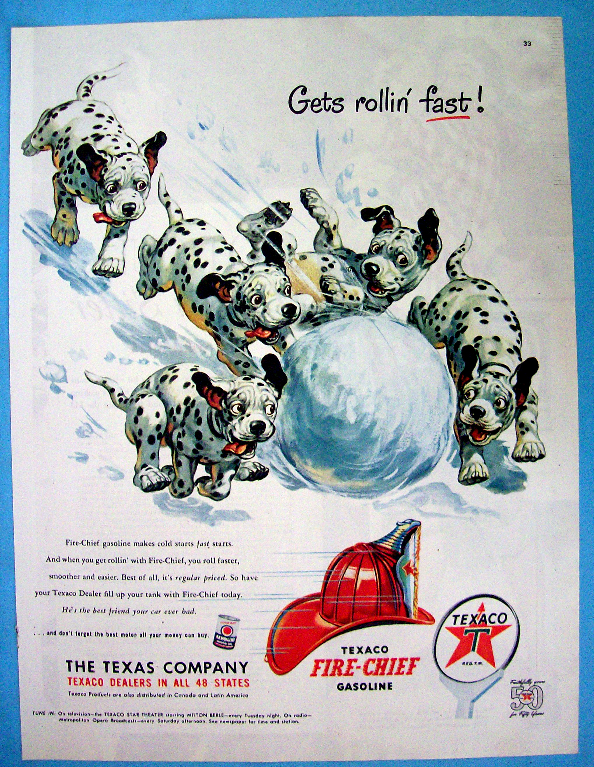 Vintage Ad: 1952 Texaco Gasoline with Dalmatians