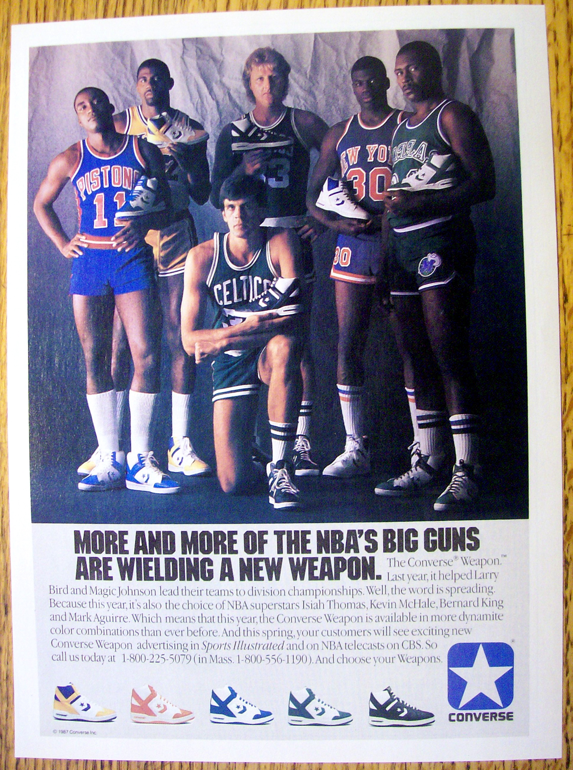 1986 Converse Shoes Ad with Larry Bird & Magic