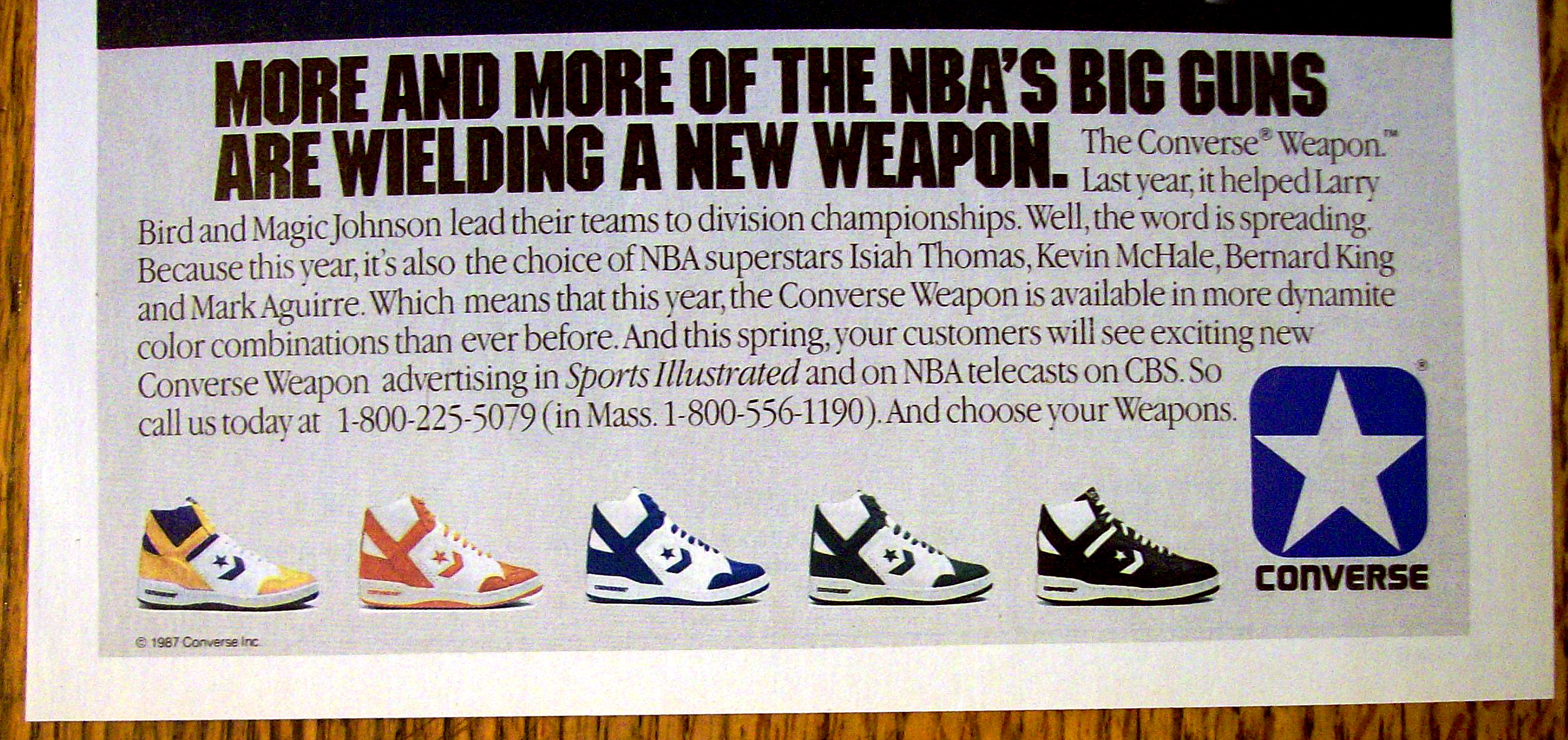 1986 Converse Shoes Ad with Larry Bird & Magic