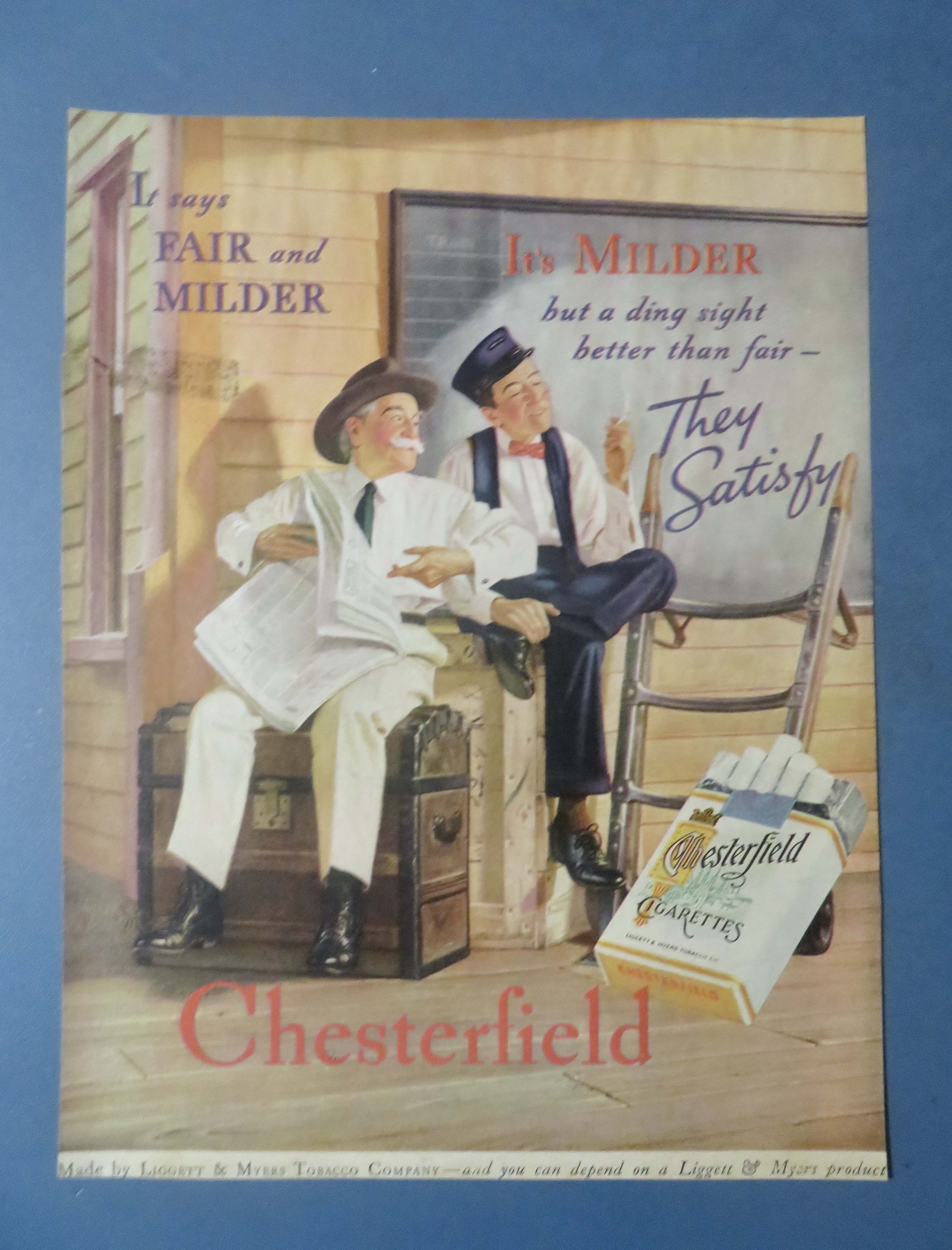 1936 Chesterfield Cigarettes with Two Men Talking